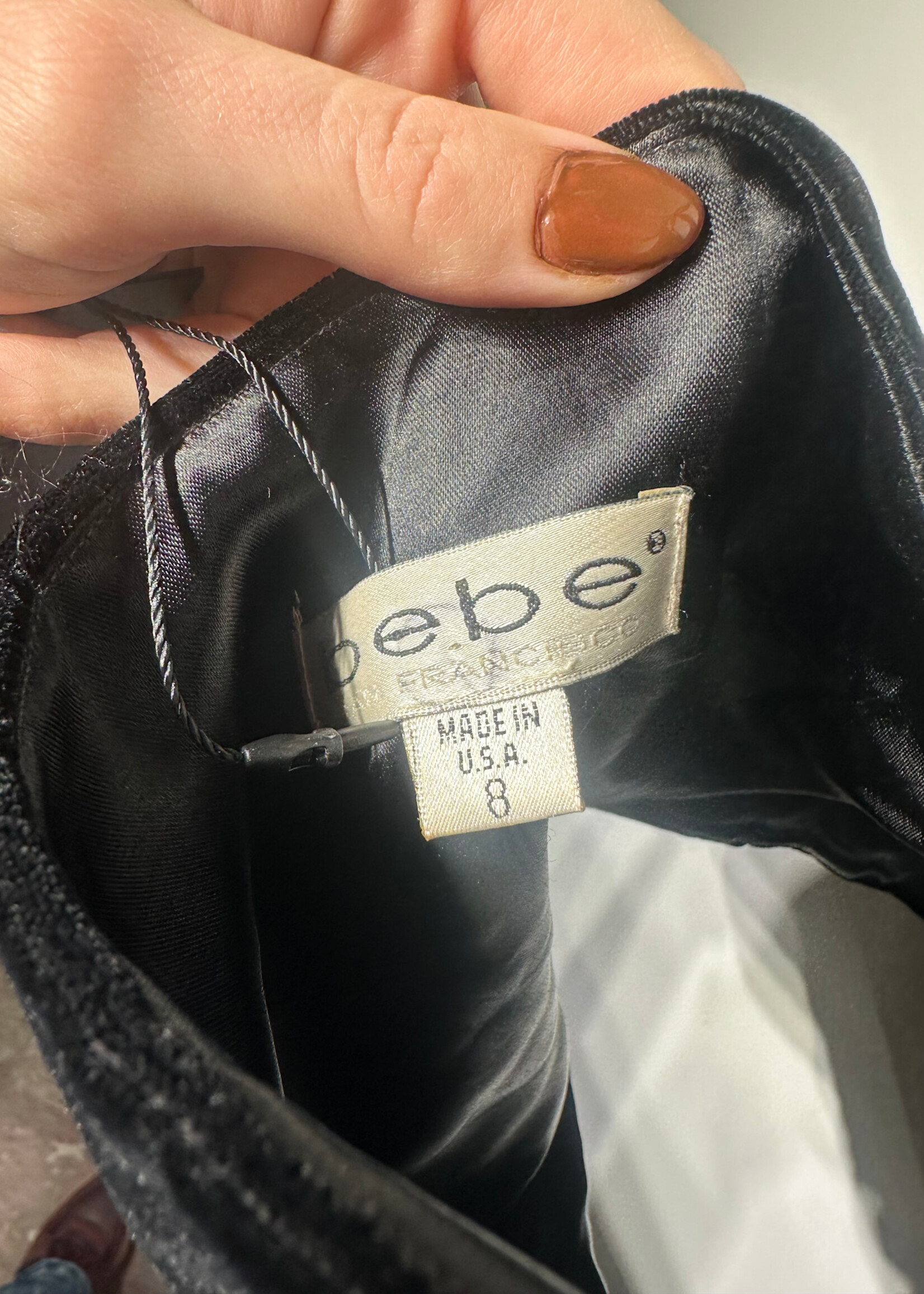 Bebe Y2K Black Velour Halter Top M