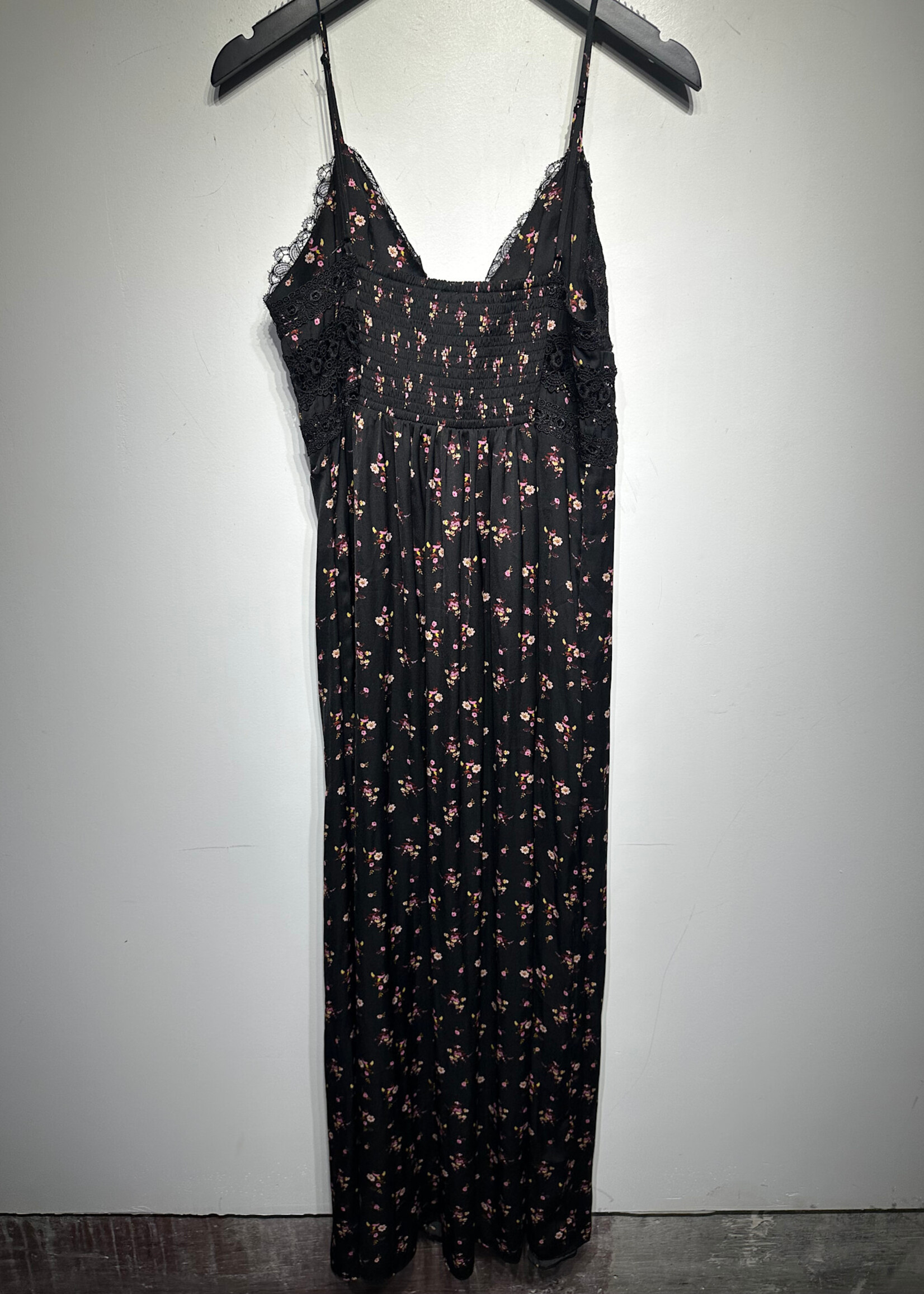 Free People NWT Black Floral Lace Maxi Dress L