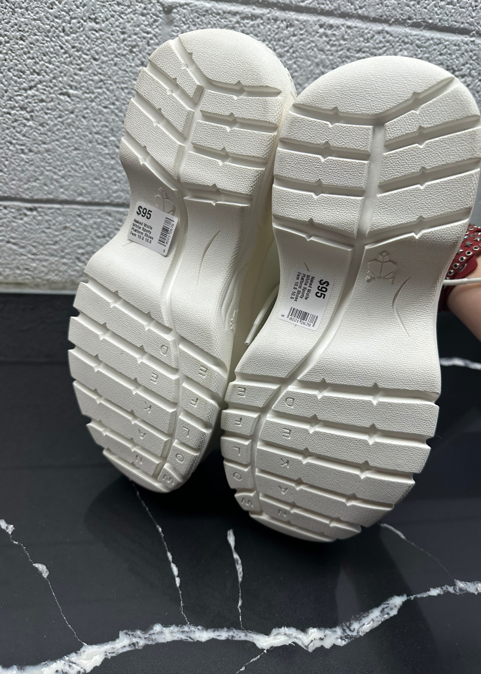 Naked Wolfe White Sporty Platform Shoes Fem 10.5