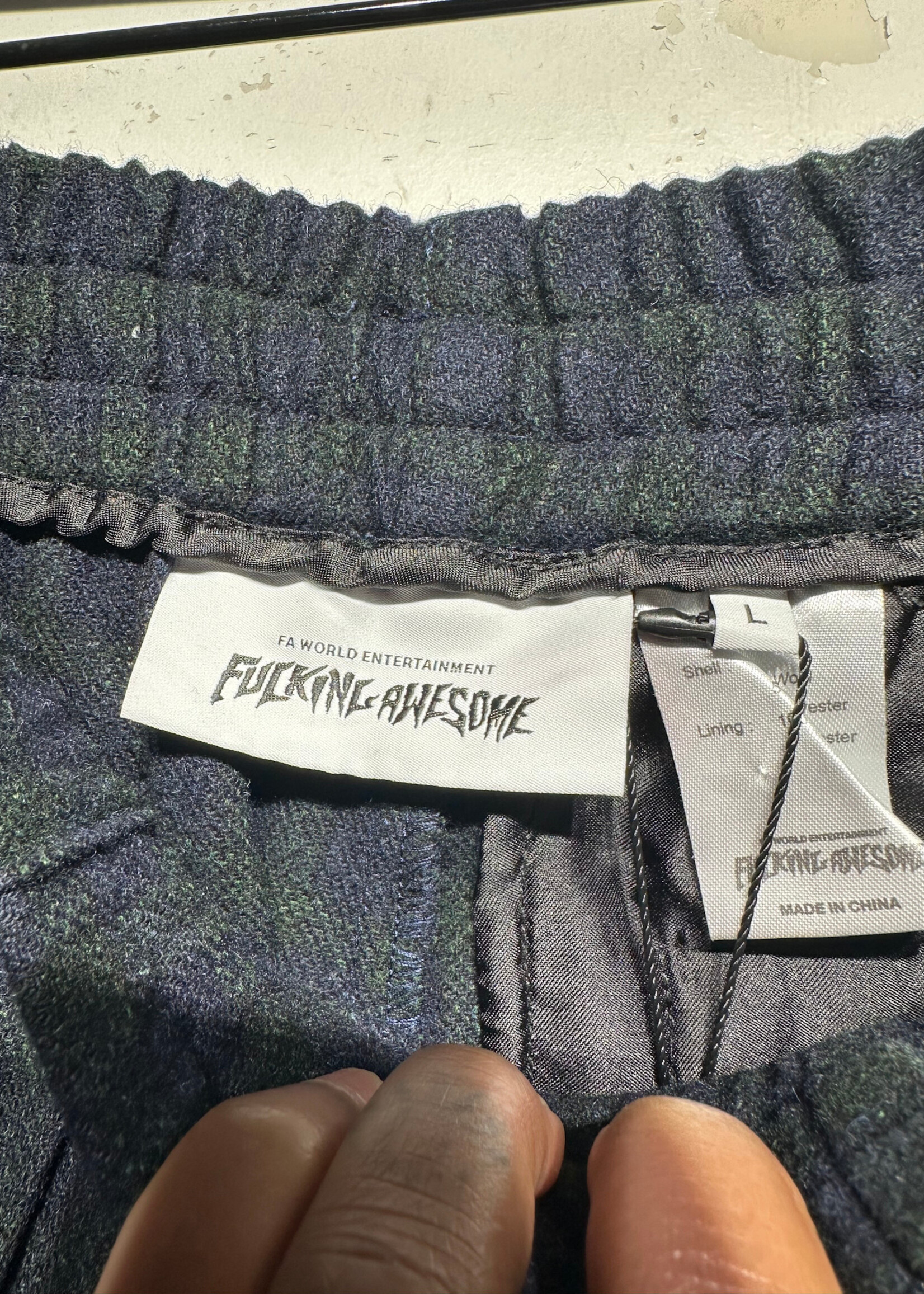 FA Green Blue Plaid Stretch Pant L/34