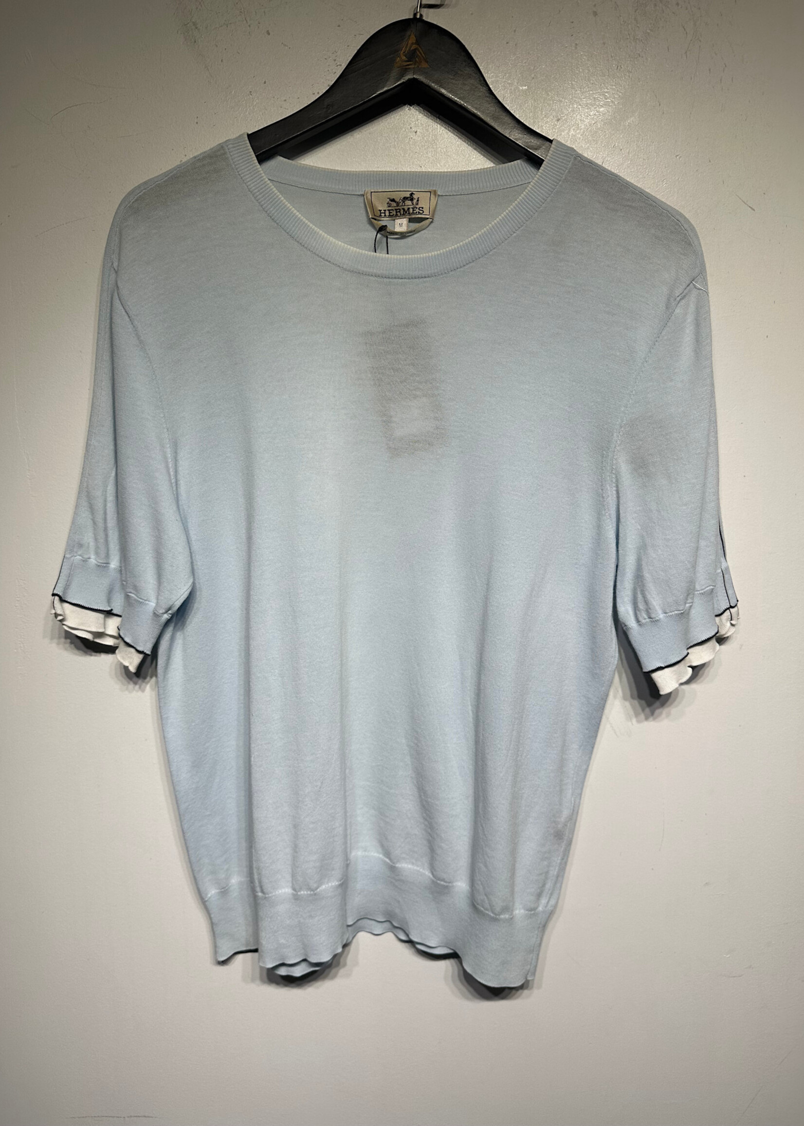 Hermes Baby Blue Knit T-Shirt M AS IS