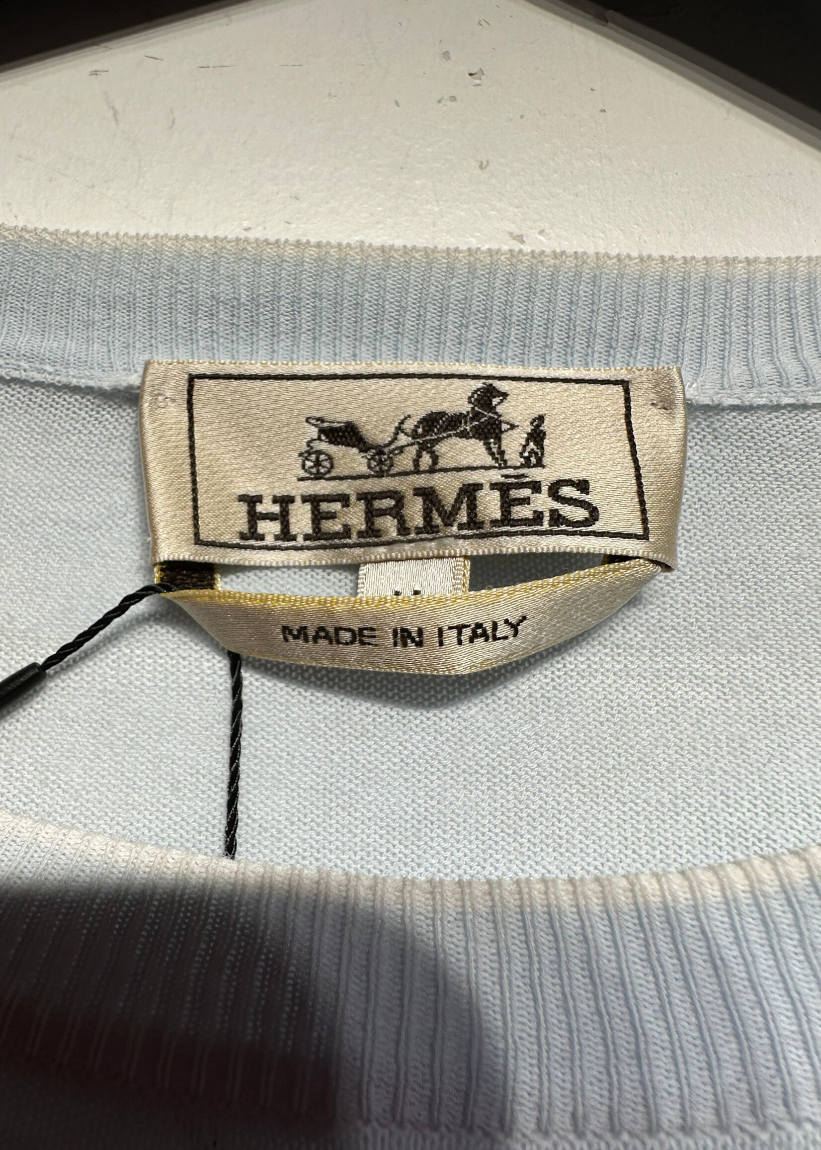 Hermes Baby Blue Knit T-Shirt M AS IS