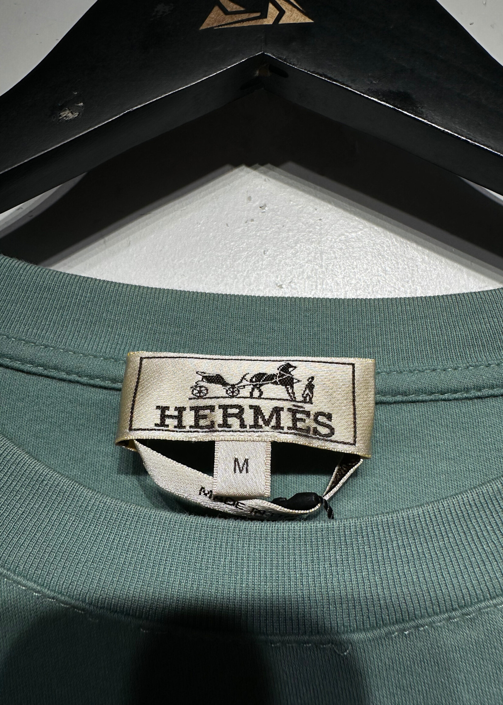 Hermes H'Cheval Green Logo Tee M