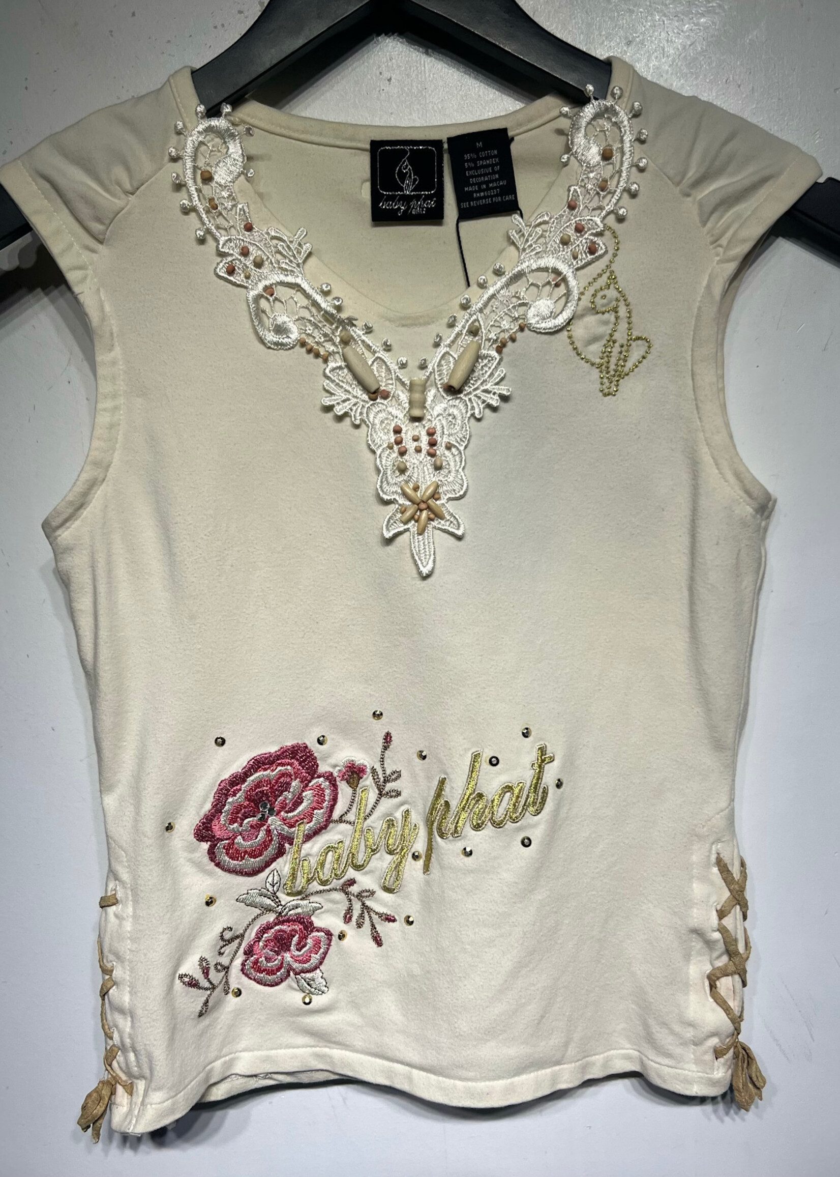 Baby Phat Y2K Embroidered Cream Tank Fits S
