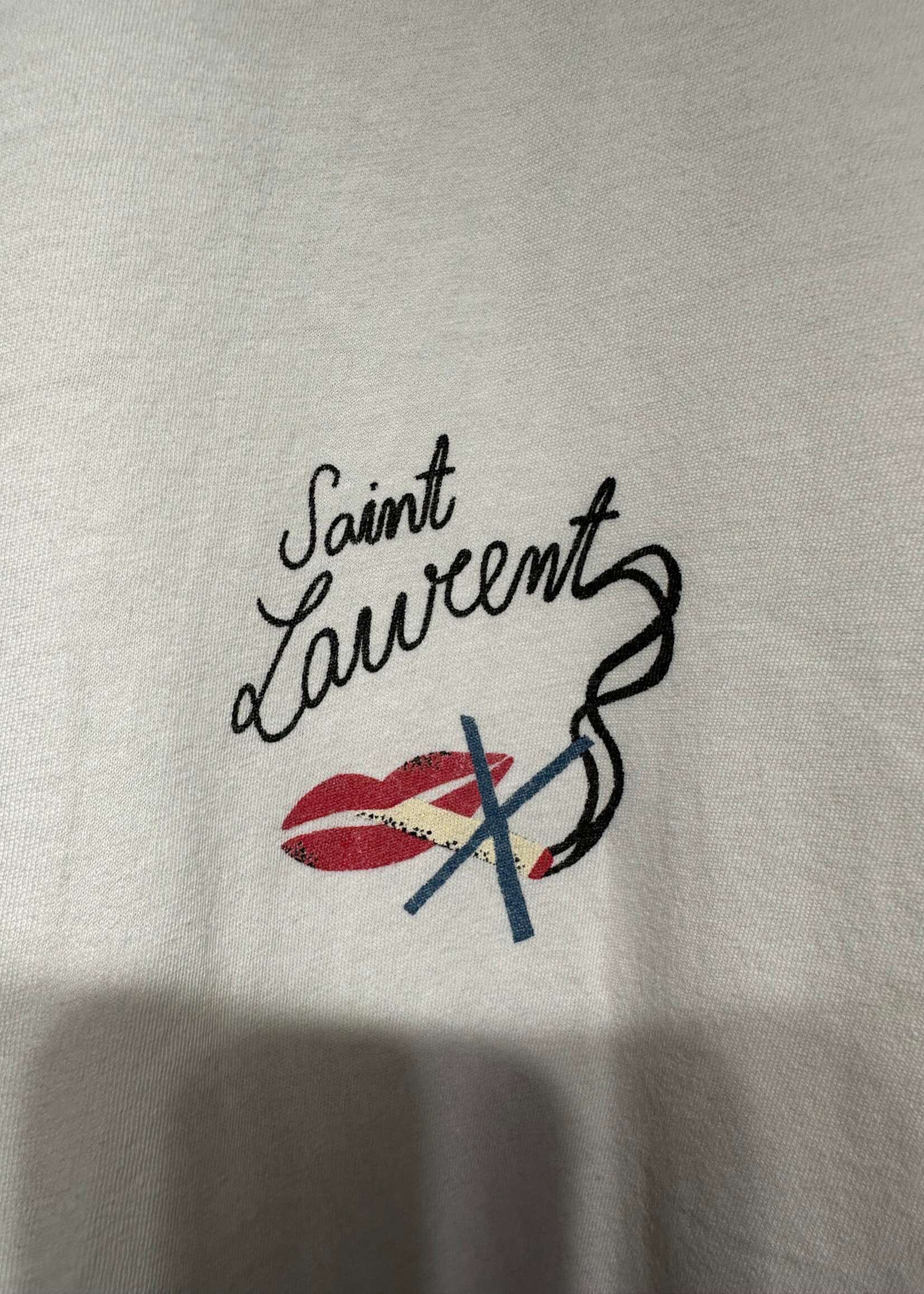 Saint Laurent Smoking Lips White Tee XXL