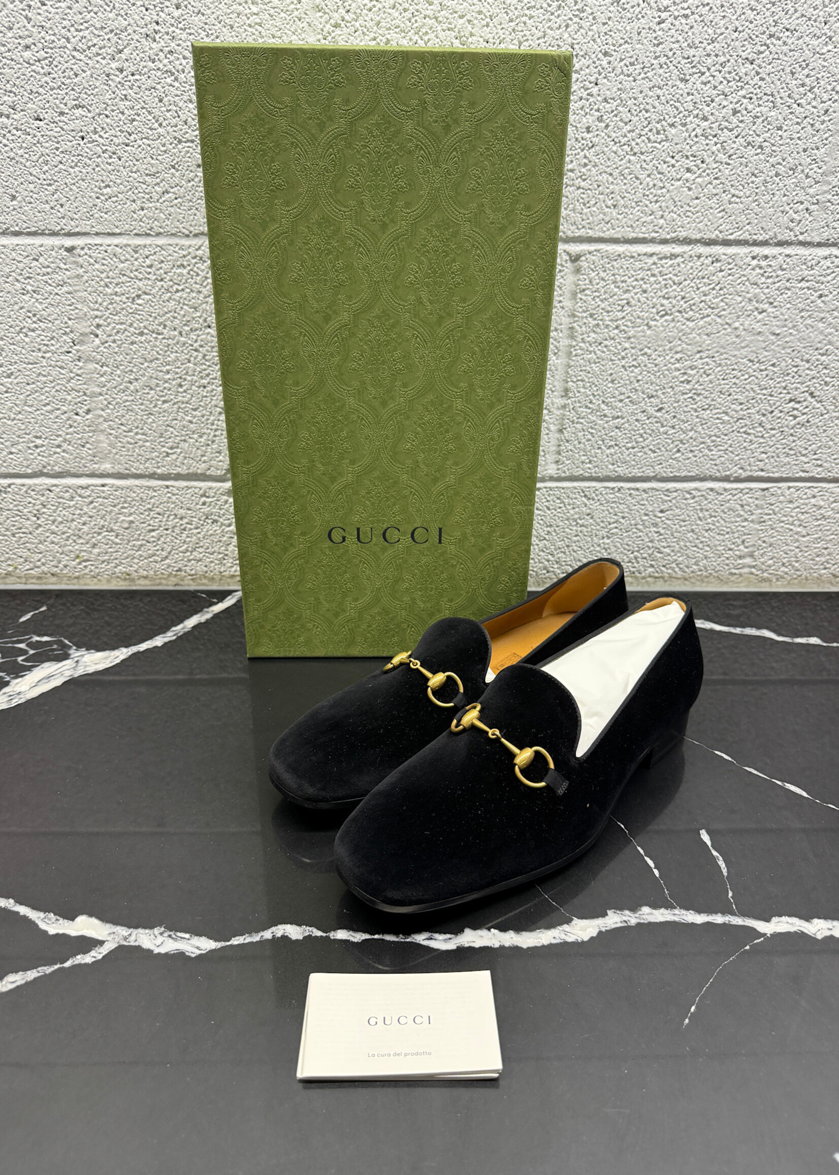 Gucci Black Velvet Horsebit Loafer Masc 12