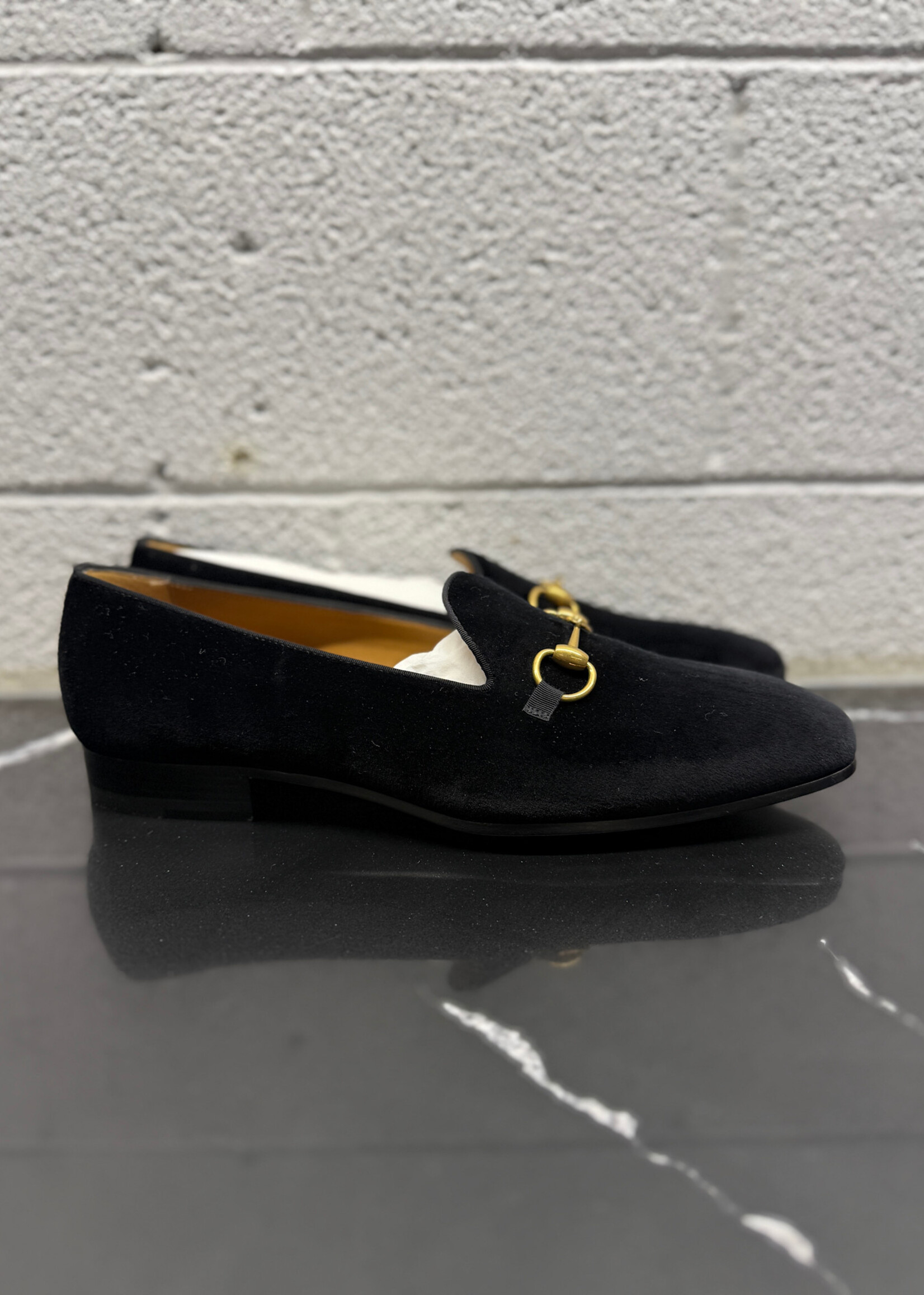 Gucci Black Velvet Horsebit Loafer Masc 12