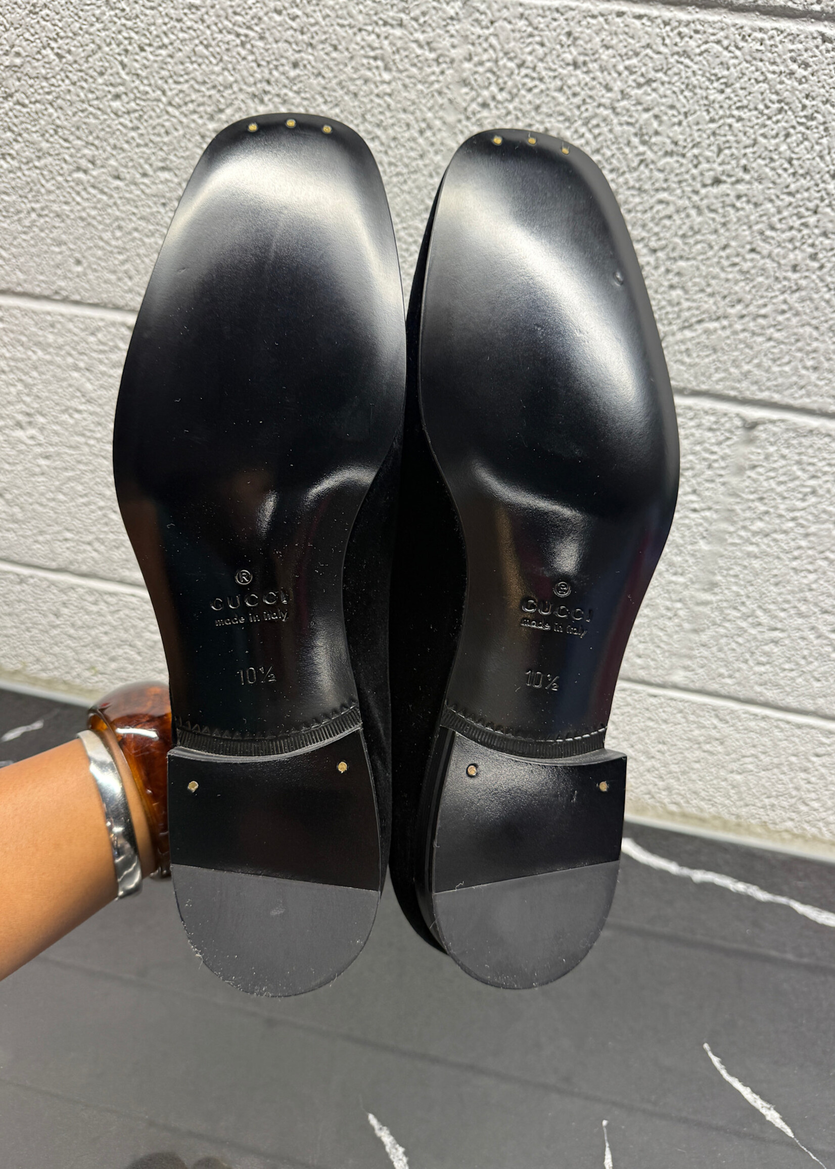 Gucci Black Velvet Horsebit Loafer Masc 12