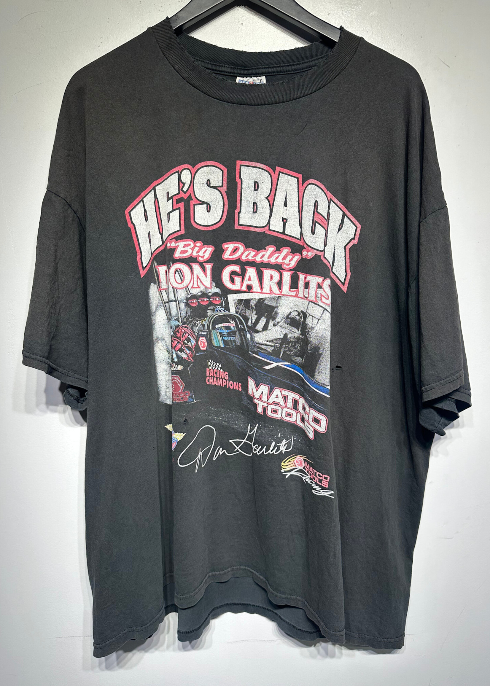He's Back Big Daddy Distressed Racing Tee XXL