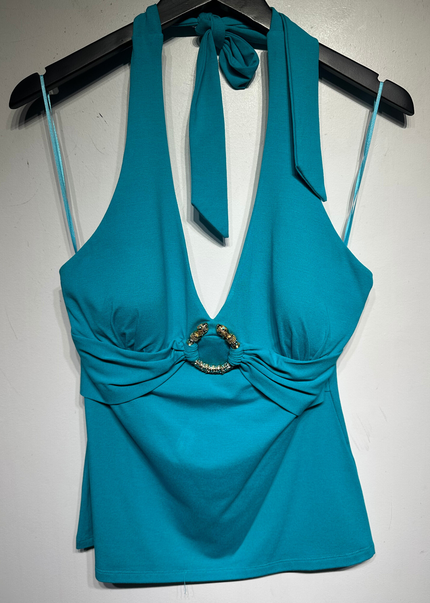 DS Cache Blue Snake Ring Halter Top L