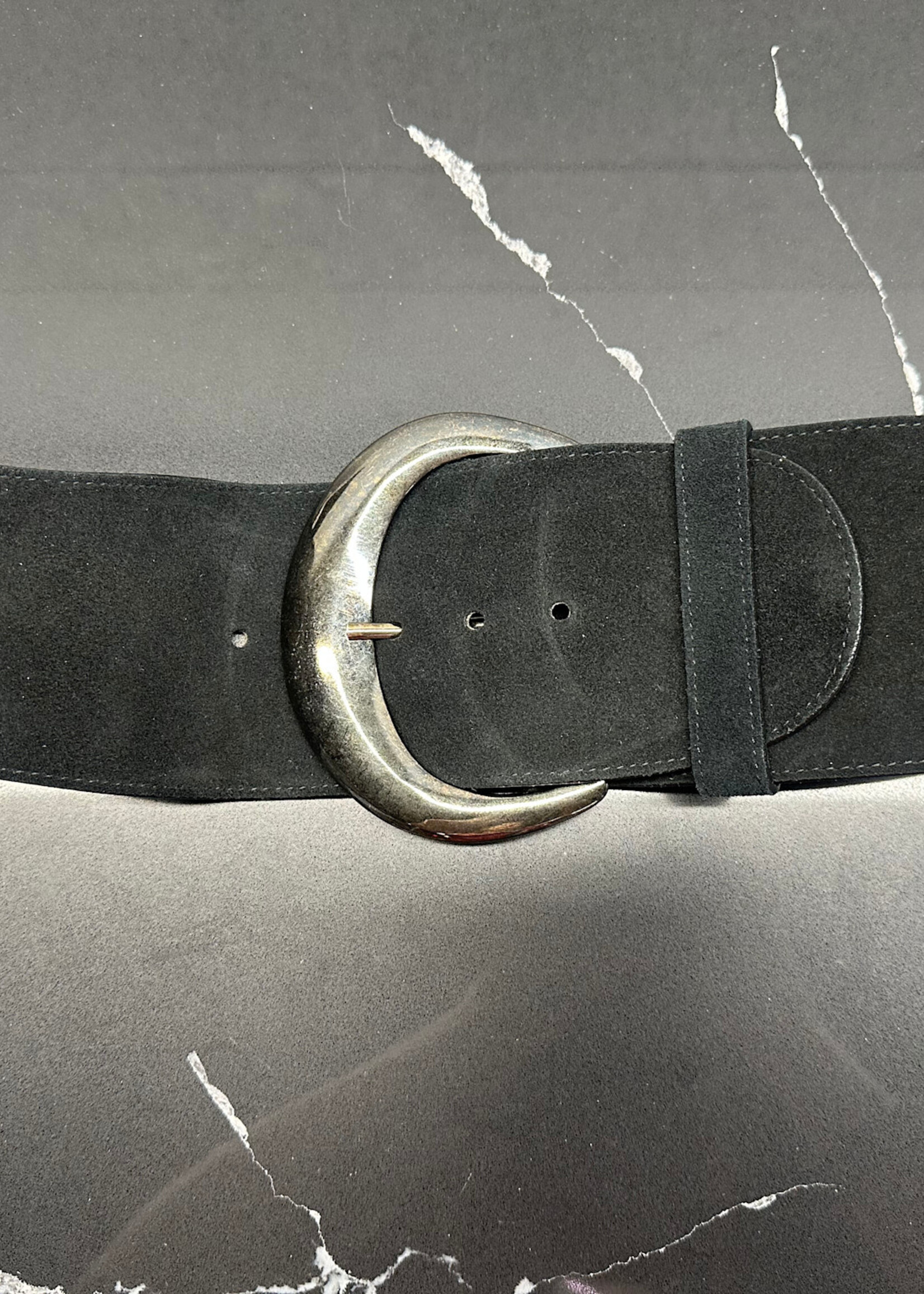 Anne Fontaine Black Suede Thick Belt