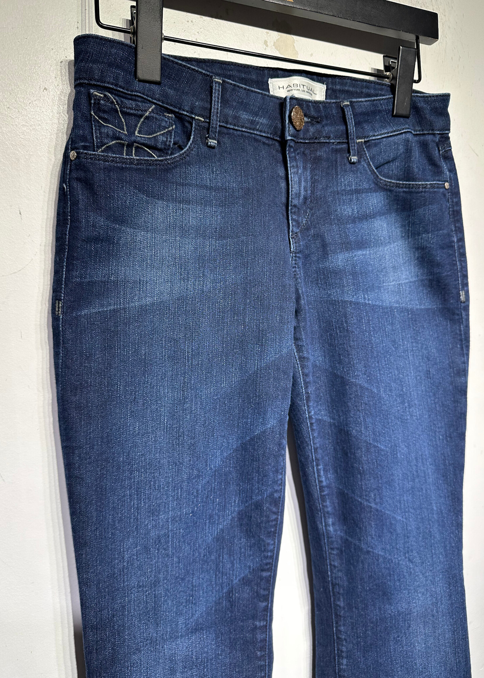 Habitual Y2K Cross Pocket Dark Wash Flares 25
