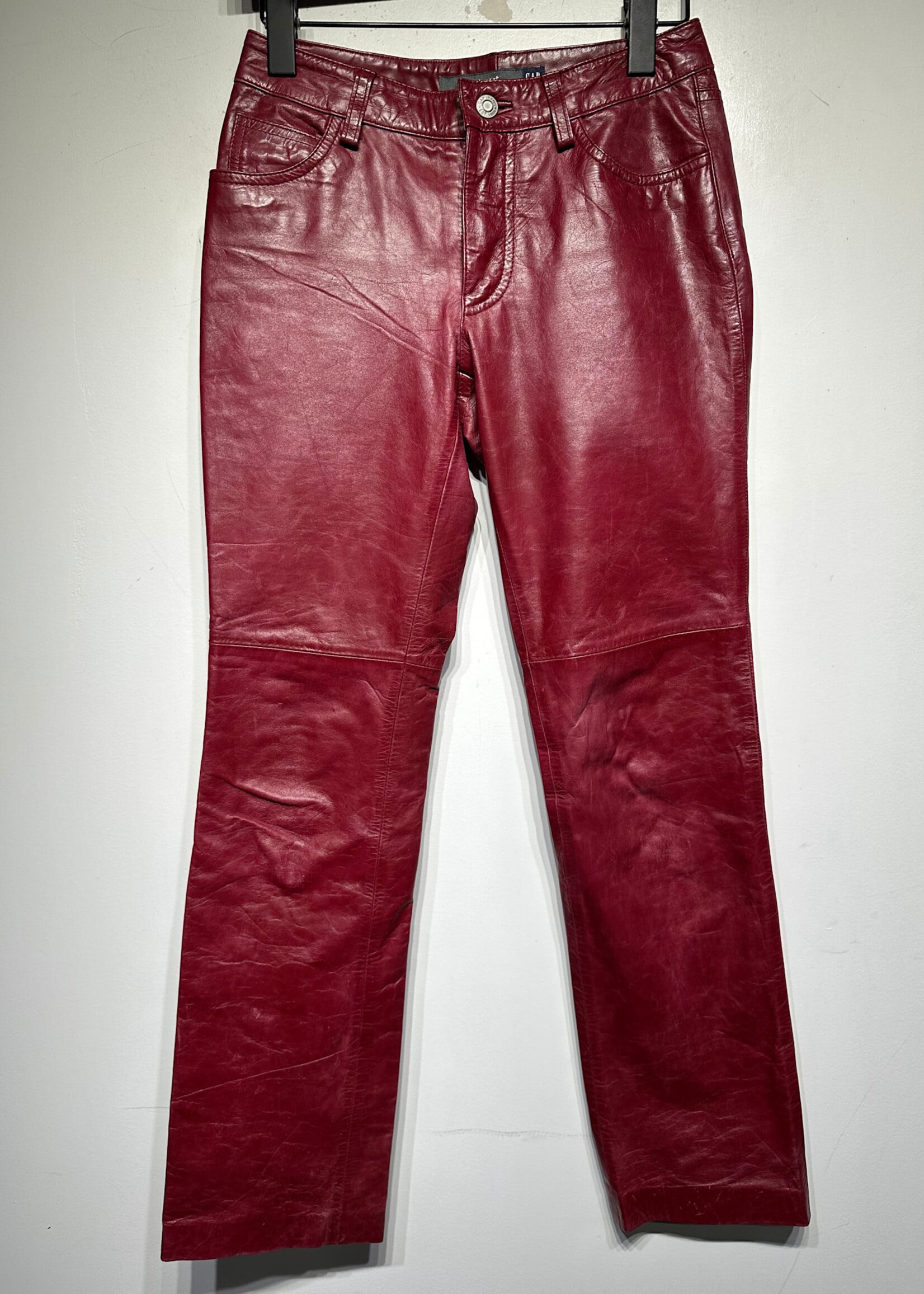 Gap 2000s Red Leather Bootcut Pants 25