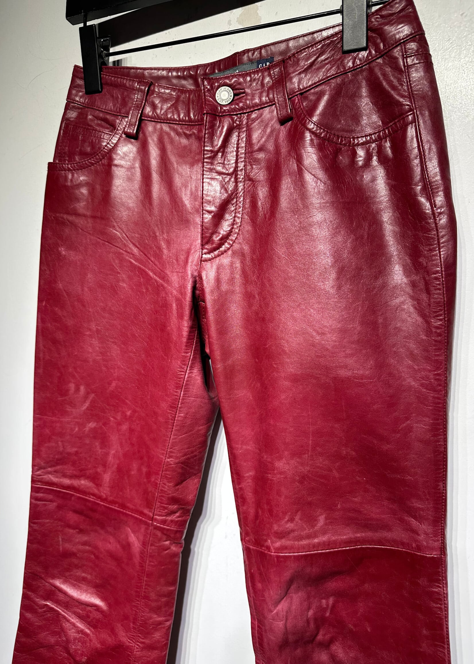 Gap 2000s Red Leather Bootcut Pants 25