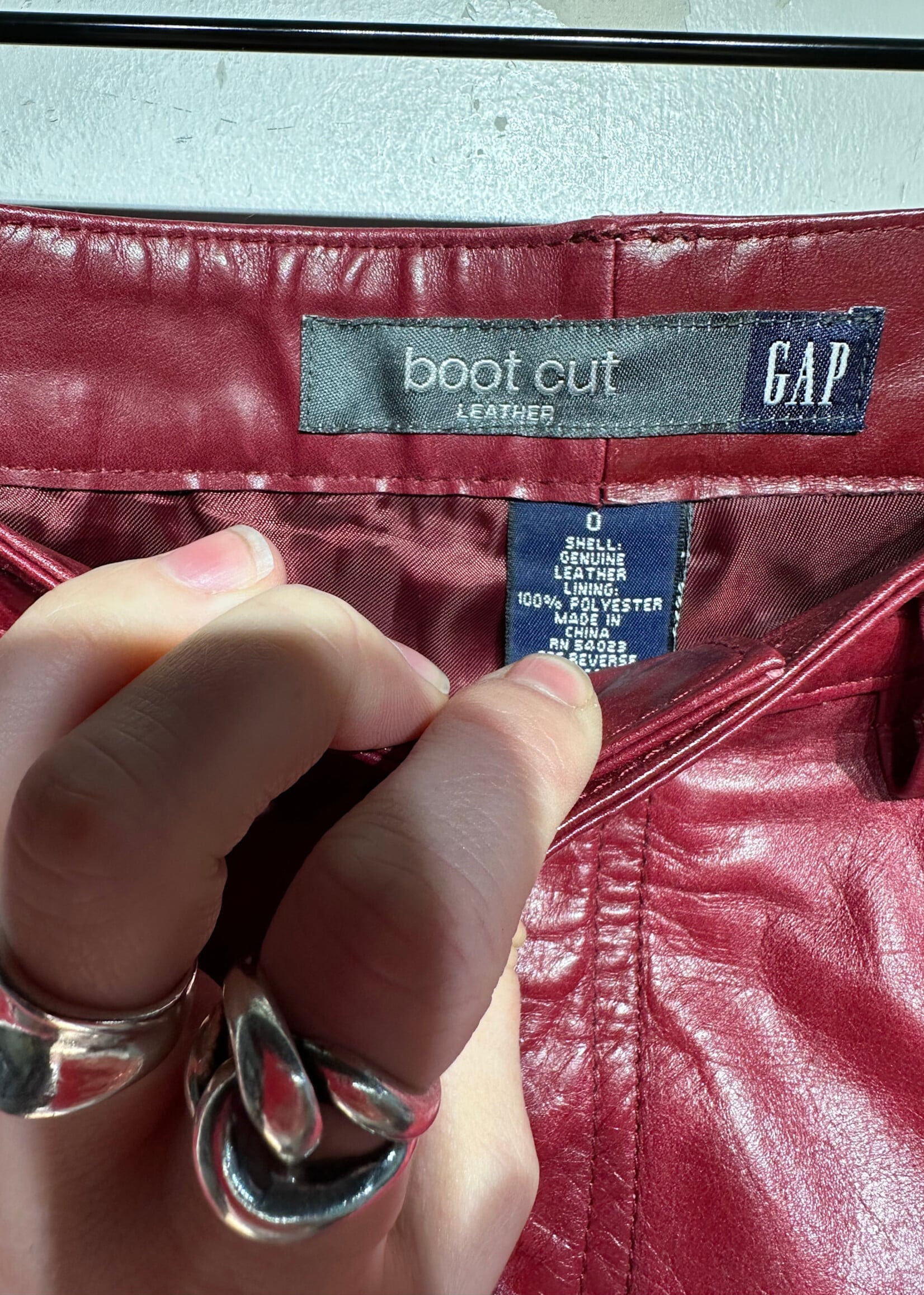 Gap 2000s Red Leather Bootcut Pants 25