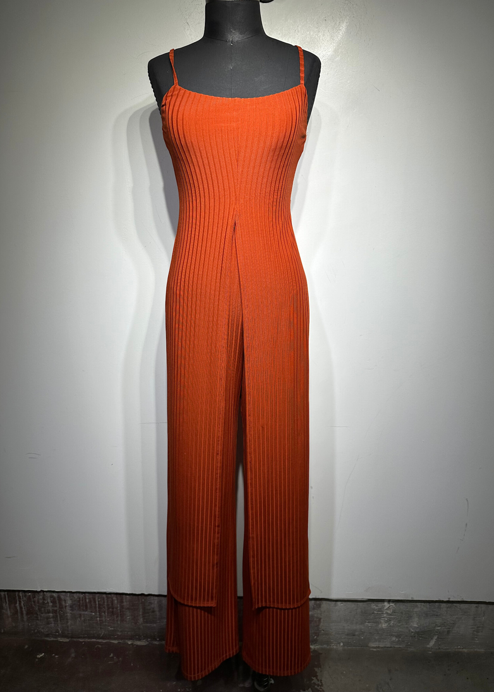 Bebe Orange Front Split Jumpsuit XS
