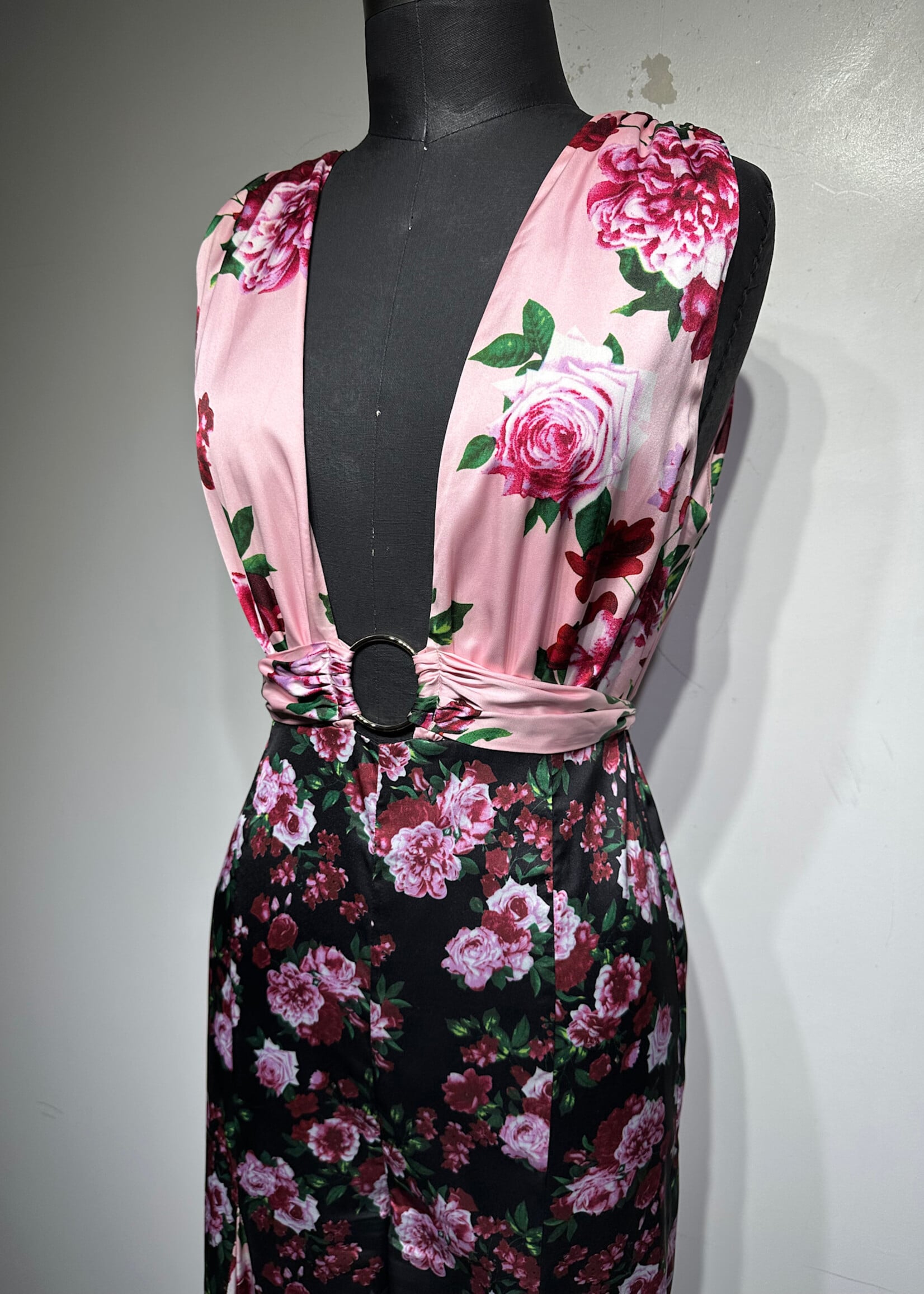 Bebe Floral O Ring Jumpsuit XS