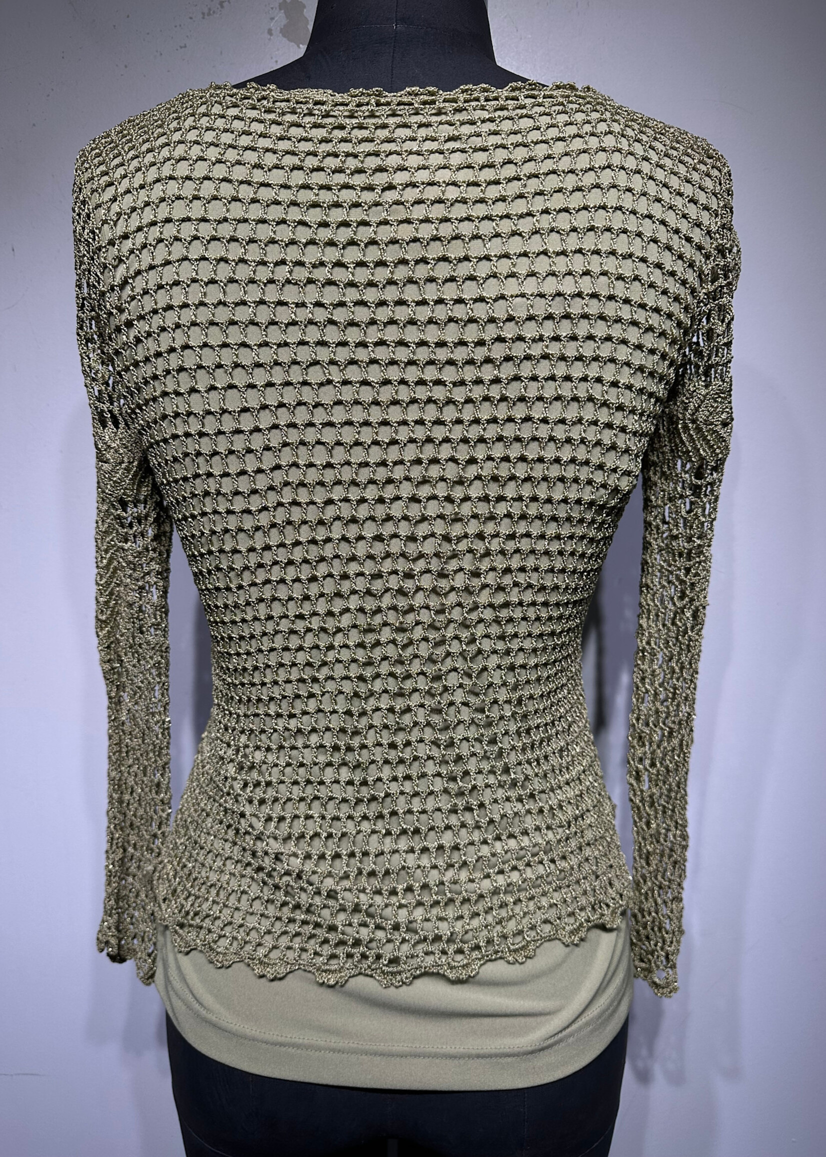 Very Vera Green Beaded Net Top S