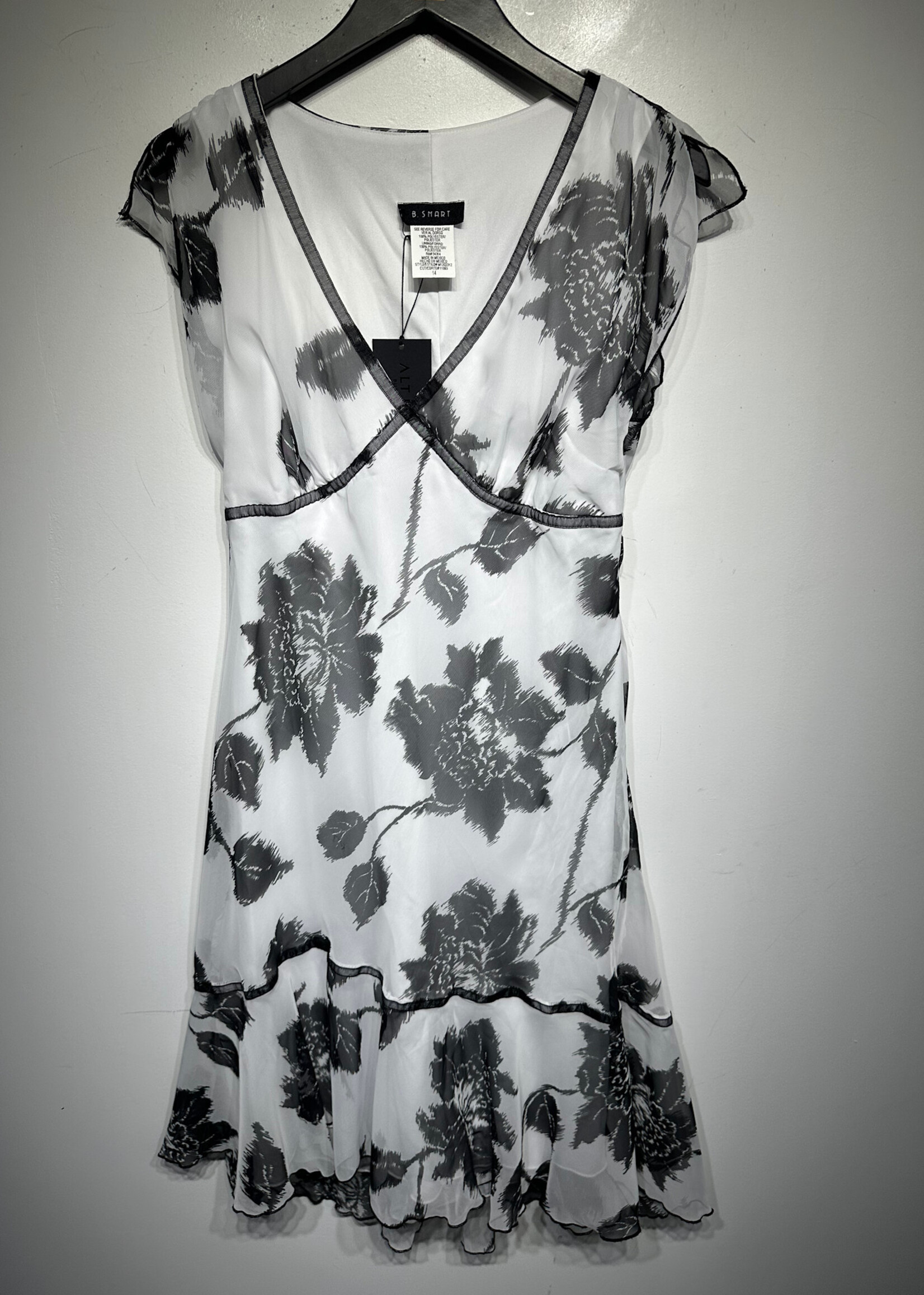 B Smart Y2K White Black Layered Dress L