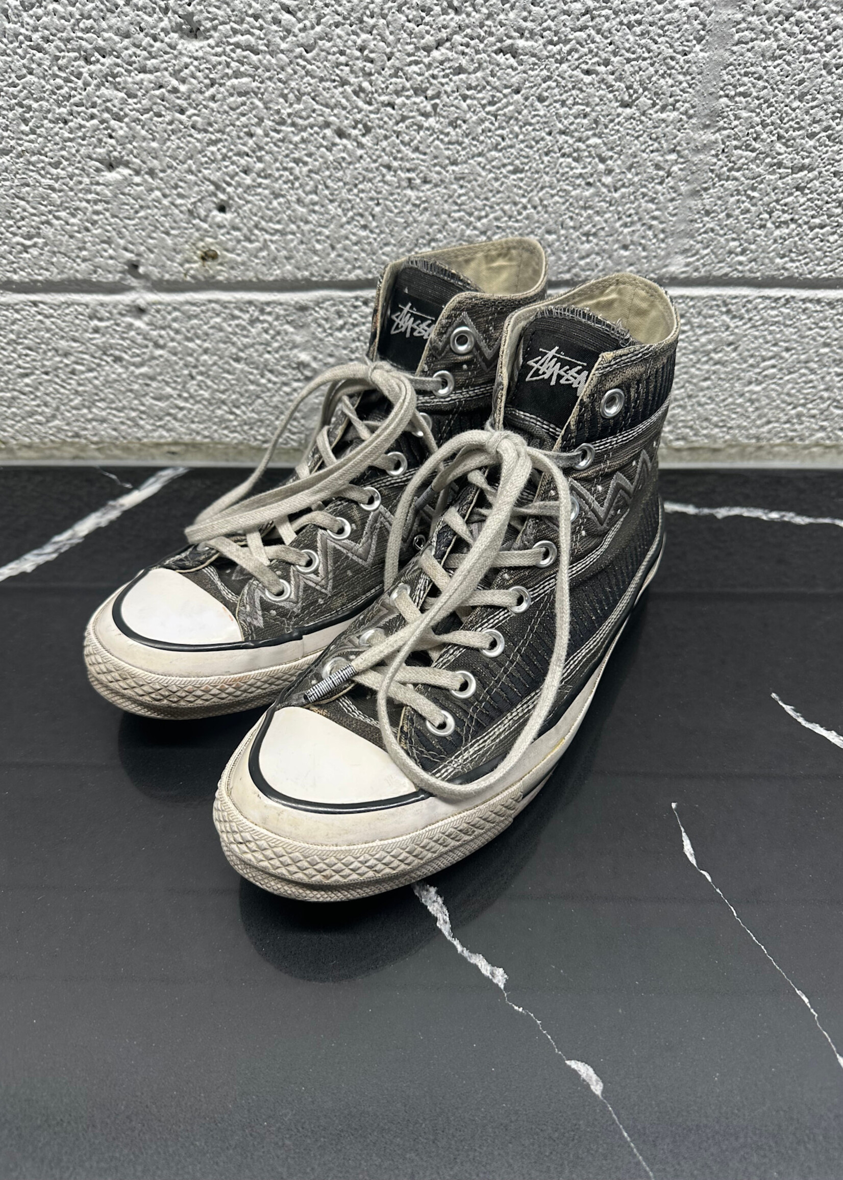 Stussy x Converse Black Hi Top Masc 8 AS IS