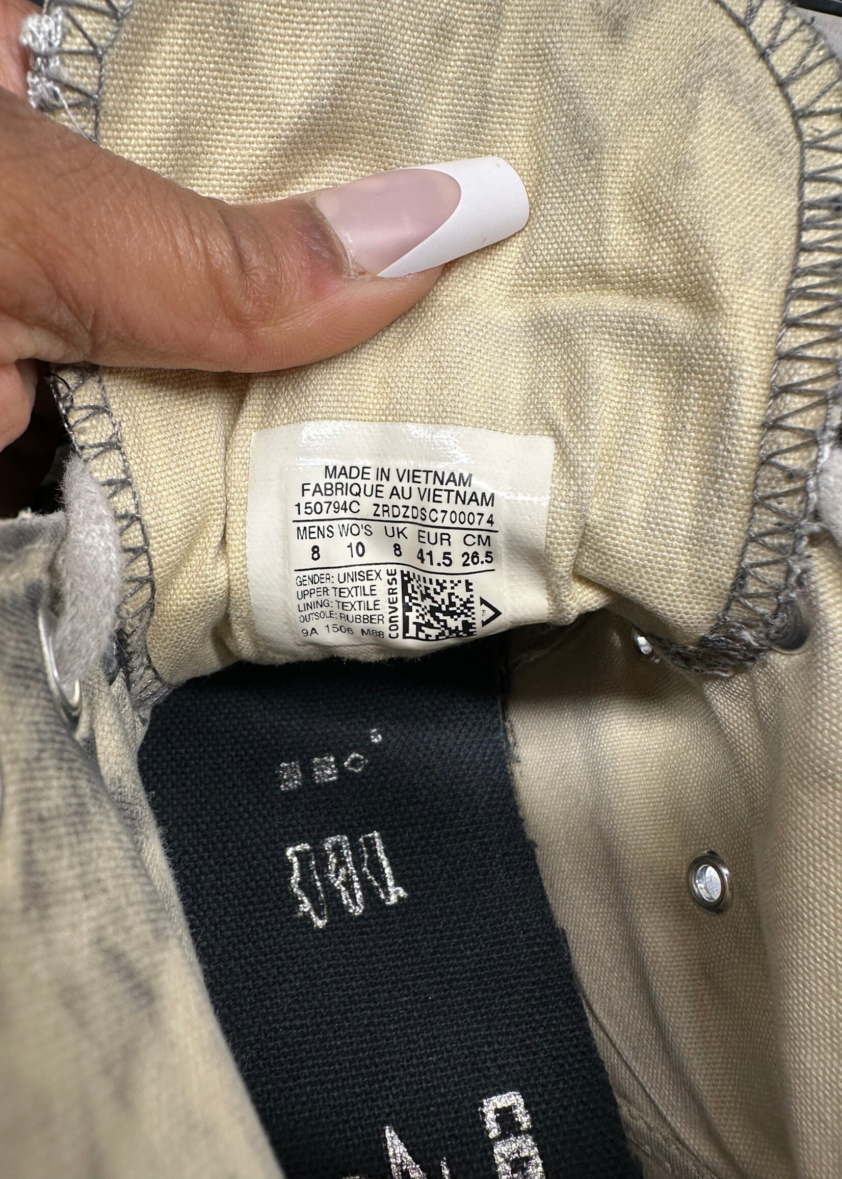Stussy x Converse Black Hi Top Masc 8 AS IS