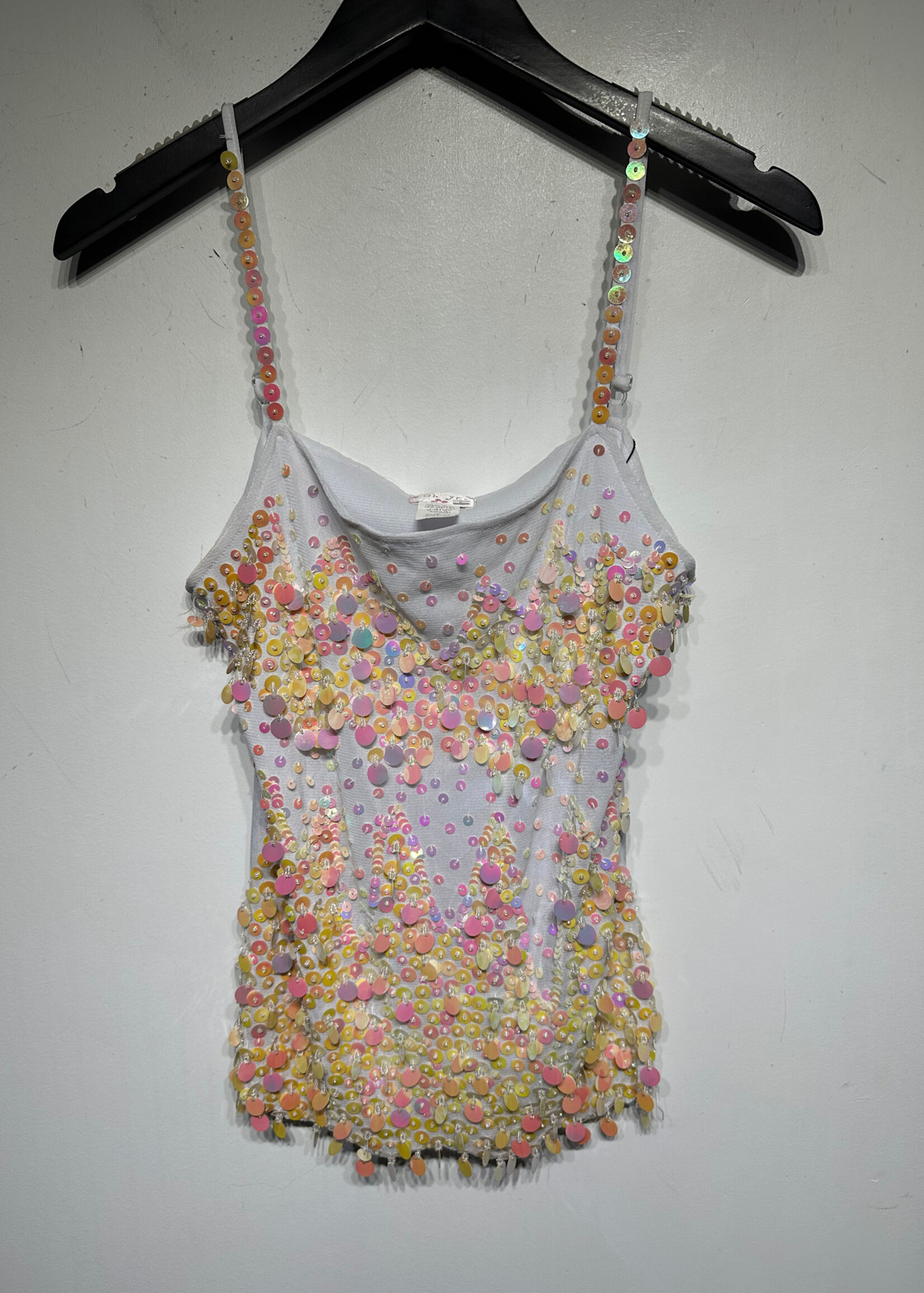 Oh Yes Sequin White Tank L