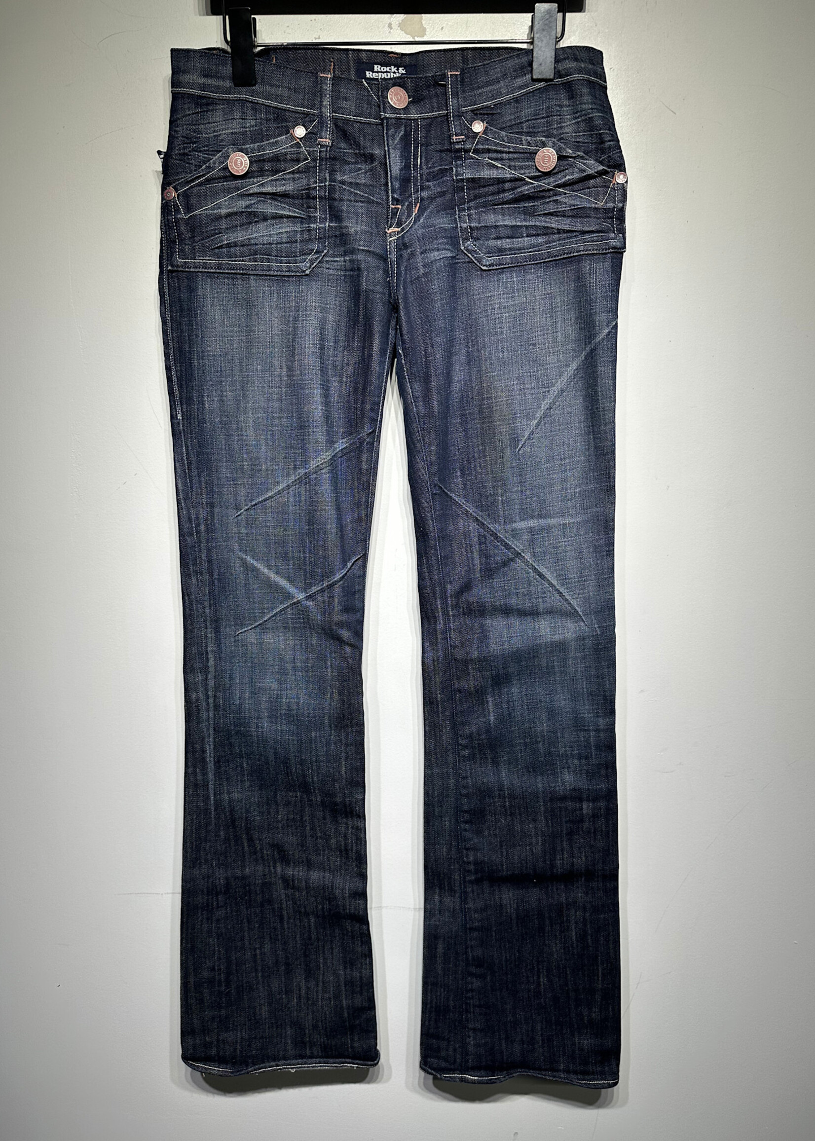 Rock Republic Midwash Whiskered Flared Jeans Fem 28