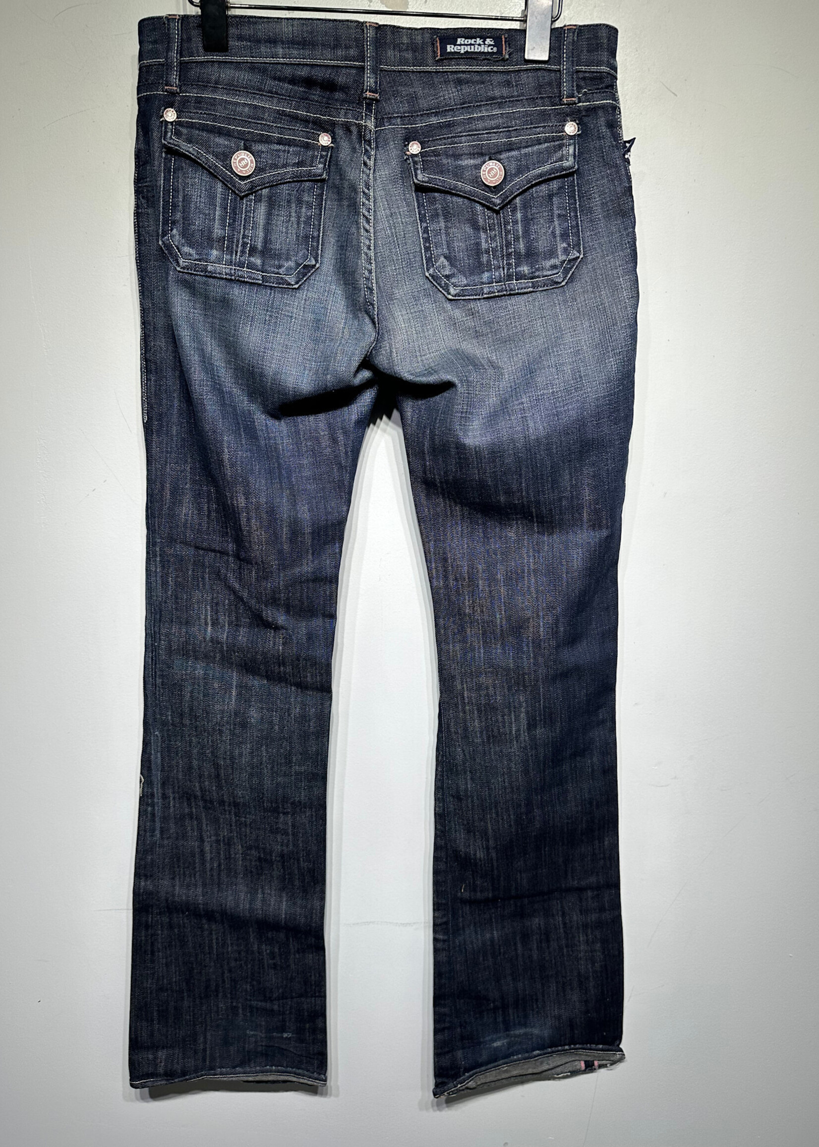Rock Republic Midwash Whiskered Flared Jeans Fem 28