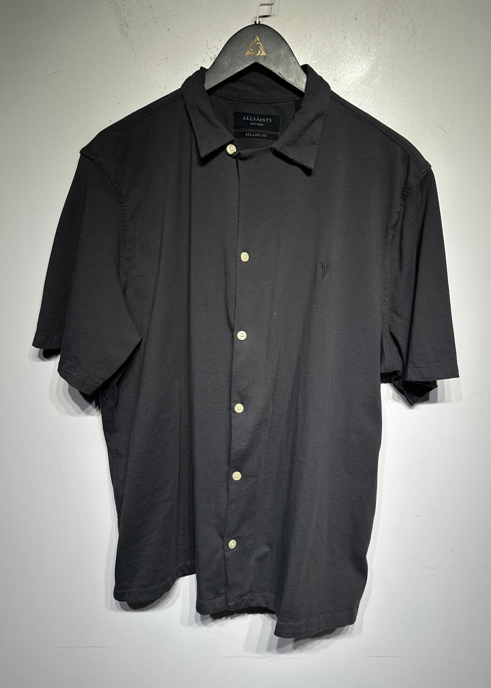 Allsaints Grey  Organic Cotton B/U Shirt XXL