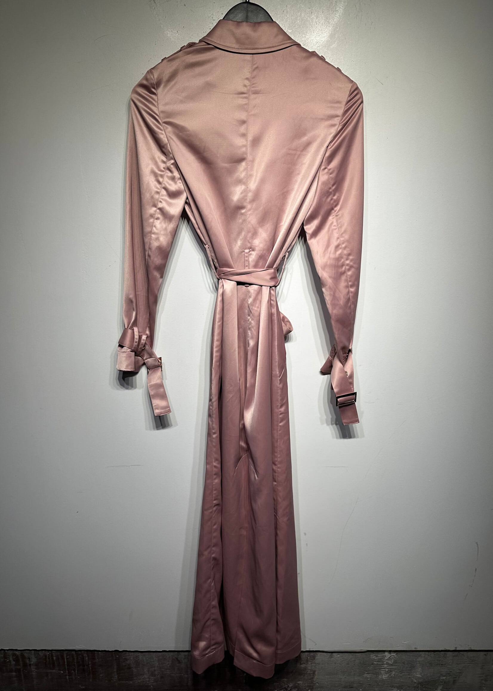 House of CB Pink Satin Trench Coat XS