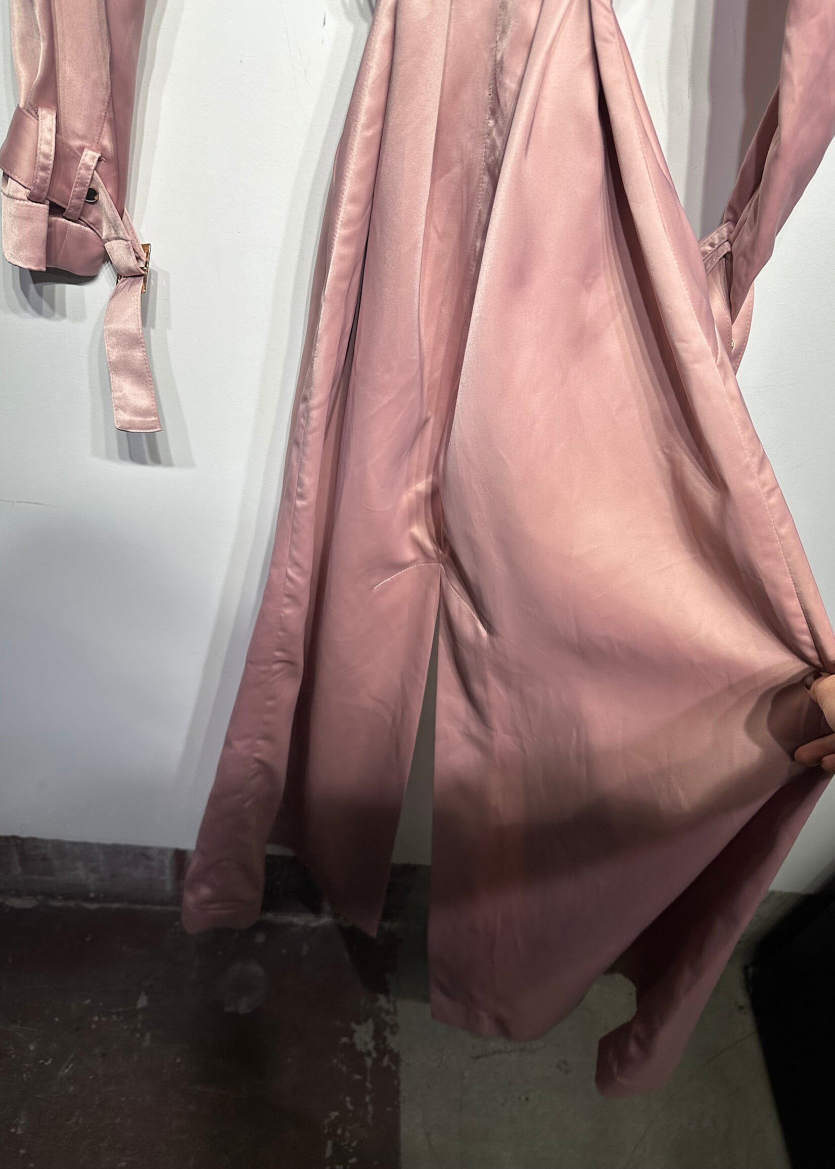 House of CB Pink Satin Trench Coat XS