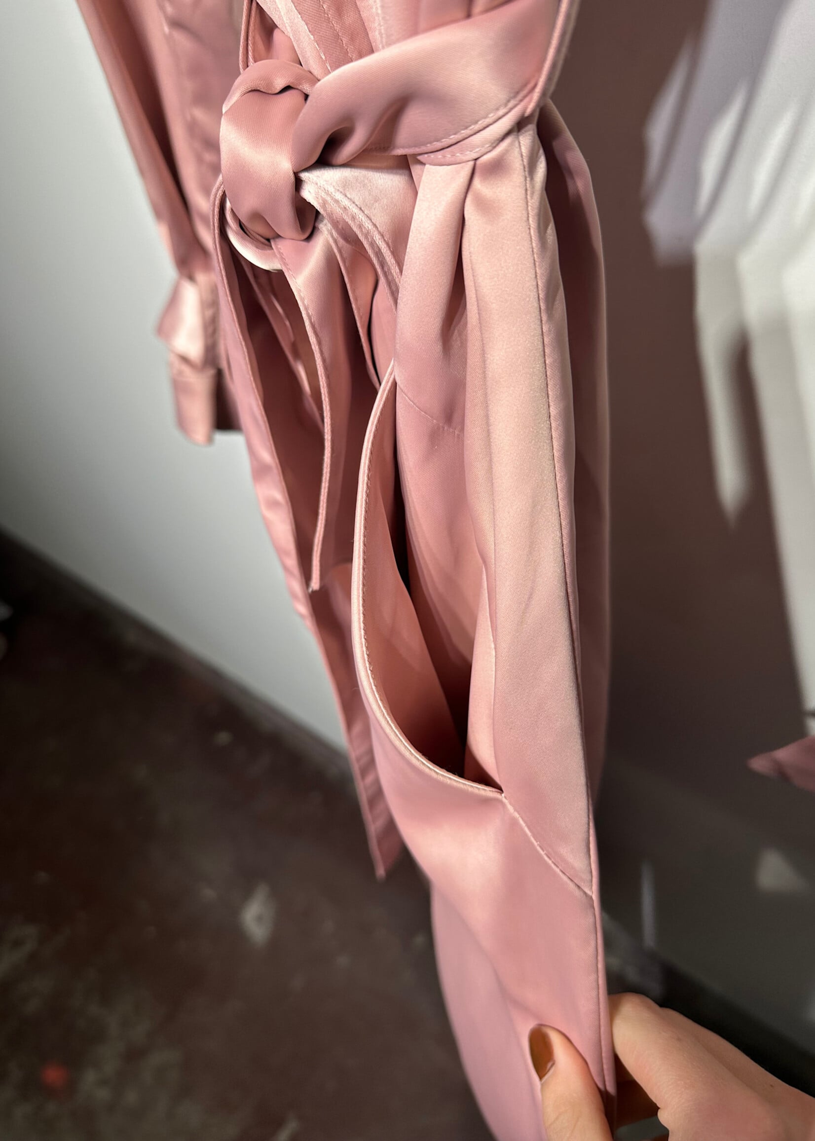 House of CB Pink Satin Trench Coat XS