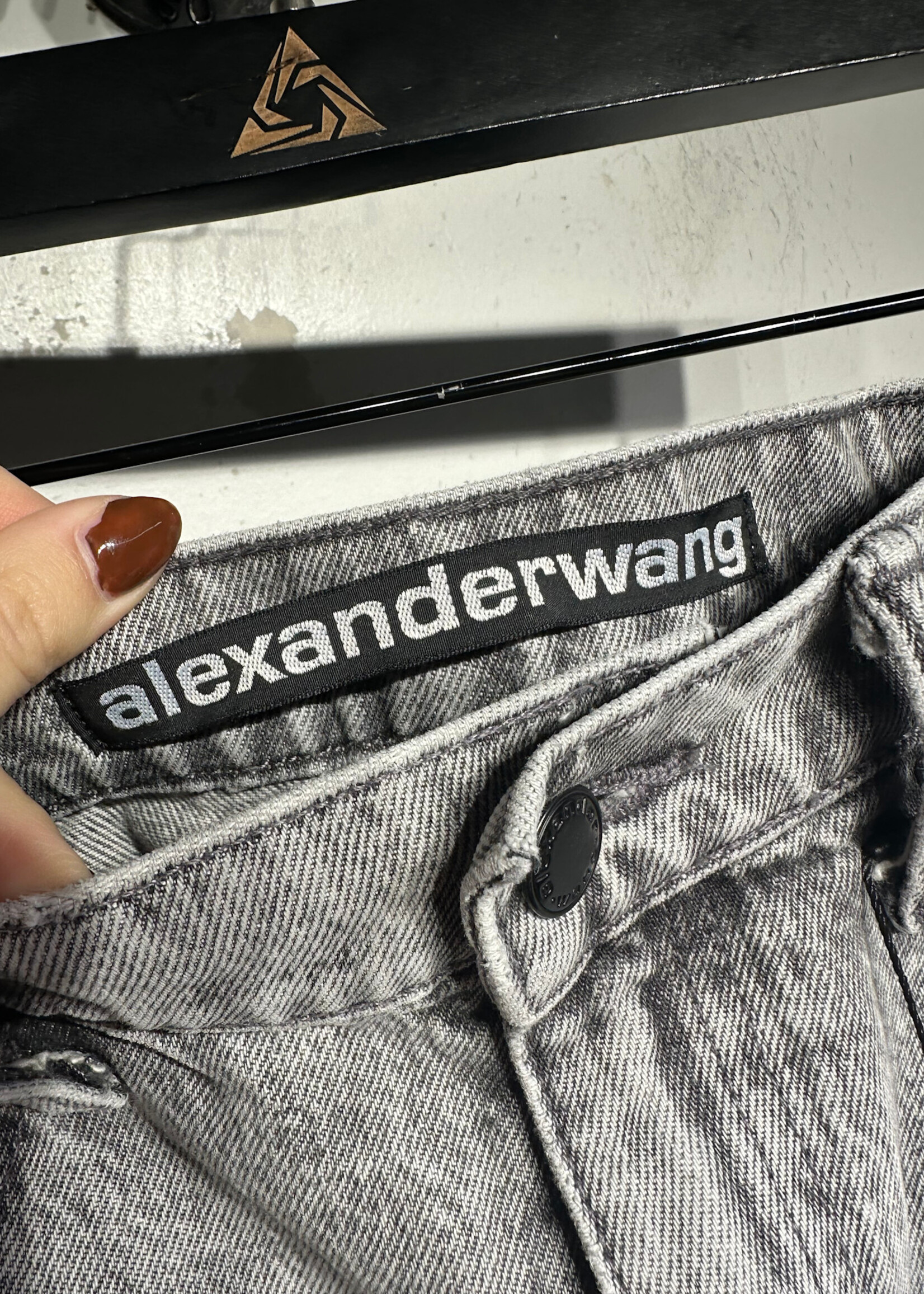 Alexander Wang Stack Tie Mid Rise Wide Leg Jean 28