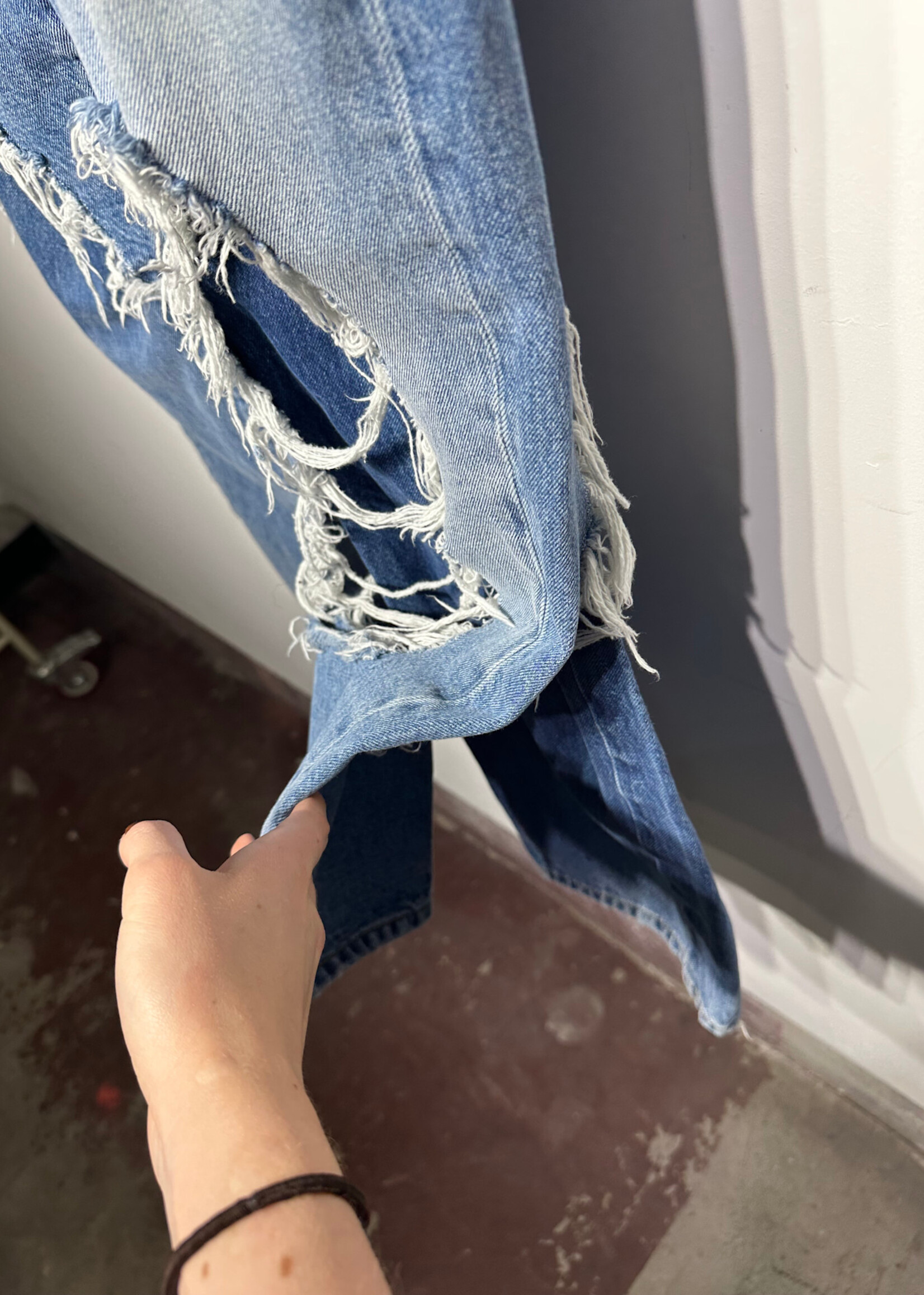 R13 Double Layer Distress Jean 28 AS IS