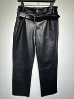 RtA Black Leather Belted Pant Unisex 31
