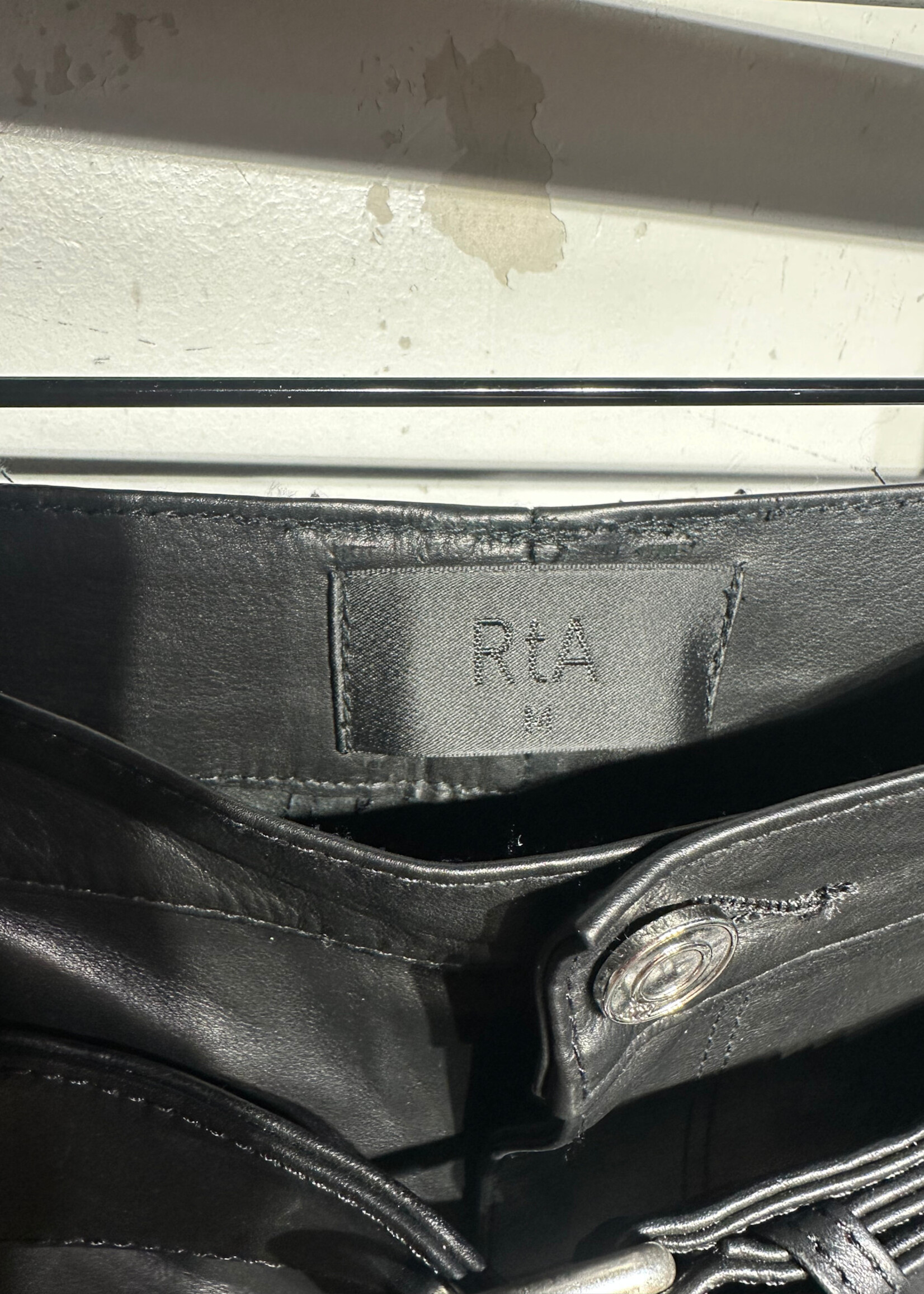 RtA Black Leather Belted Pant Unisex 31
