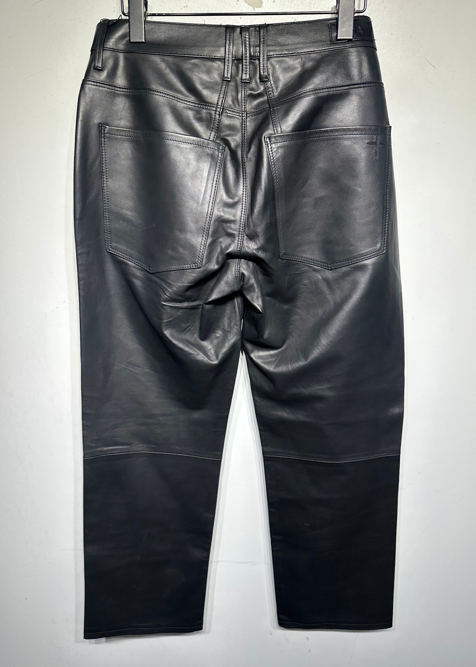 RtA Black Leather Belted Pant Unisex 31