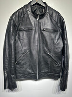 Vera Pel Black Leather Café Racer Jacket XL