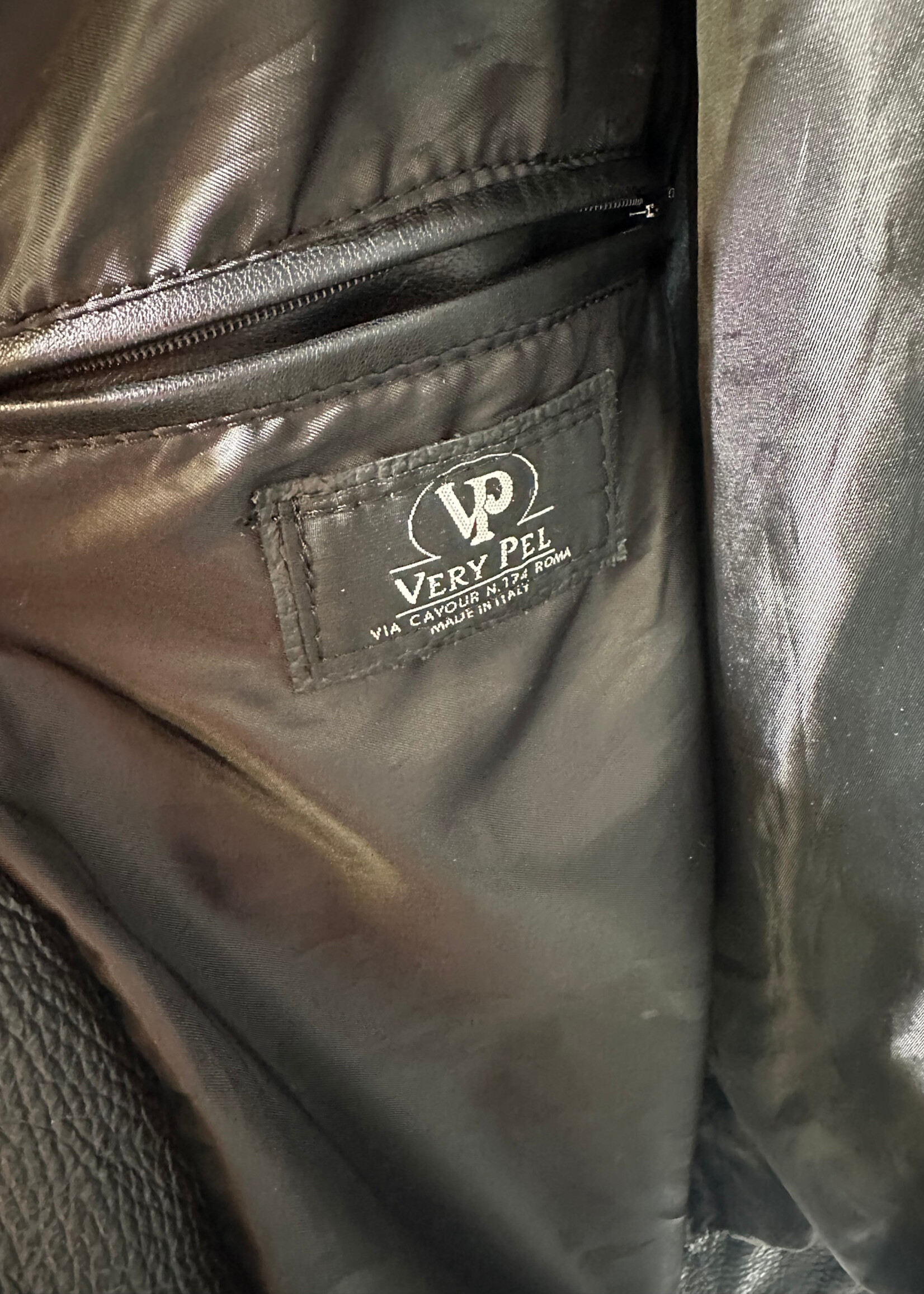 Vera Pel Black Leather Café Racer Jacket XL