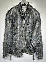 No Label Grey Distressed Leather B/U Jacket 54/XL