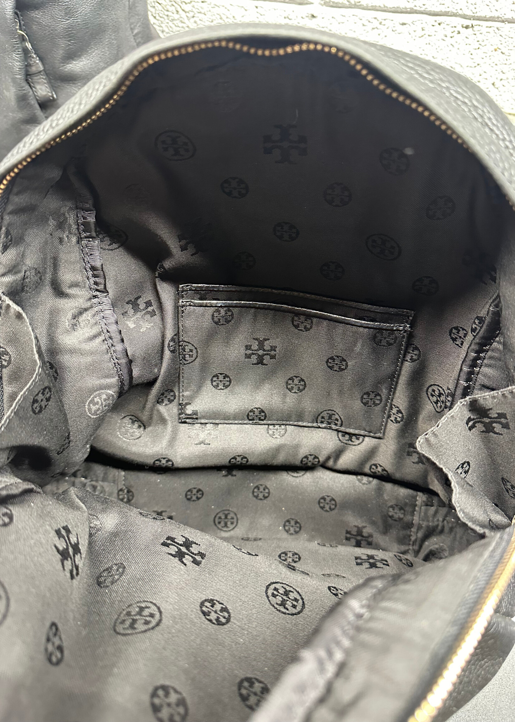 Tory Burch Black Pebbled Leather Backpack