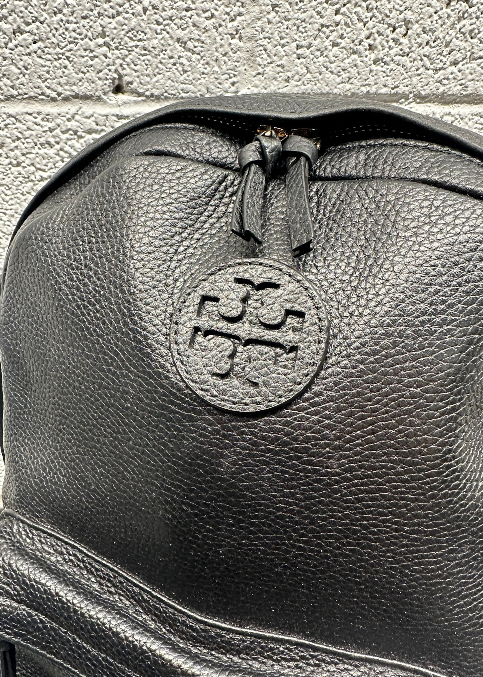 Tory Burch Black Pebbled Leather Backpack