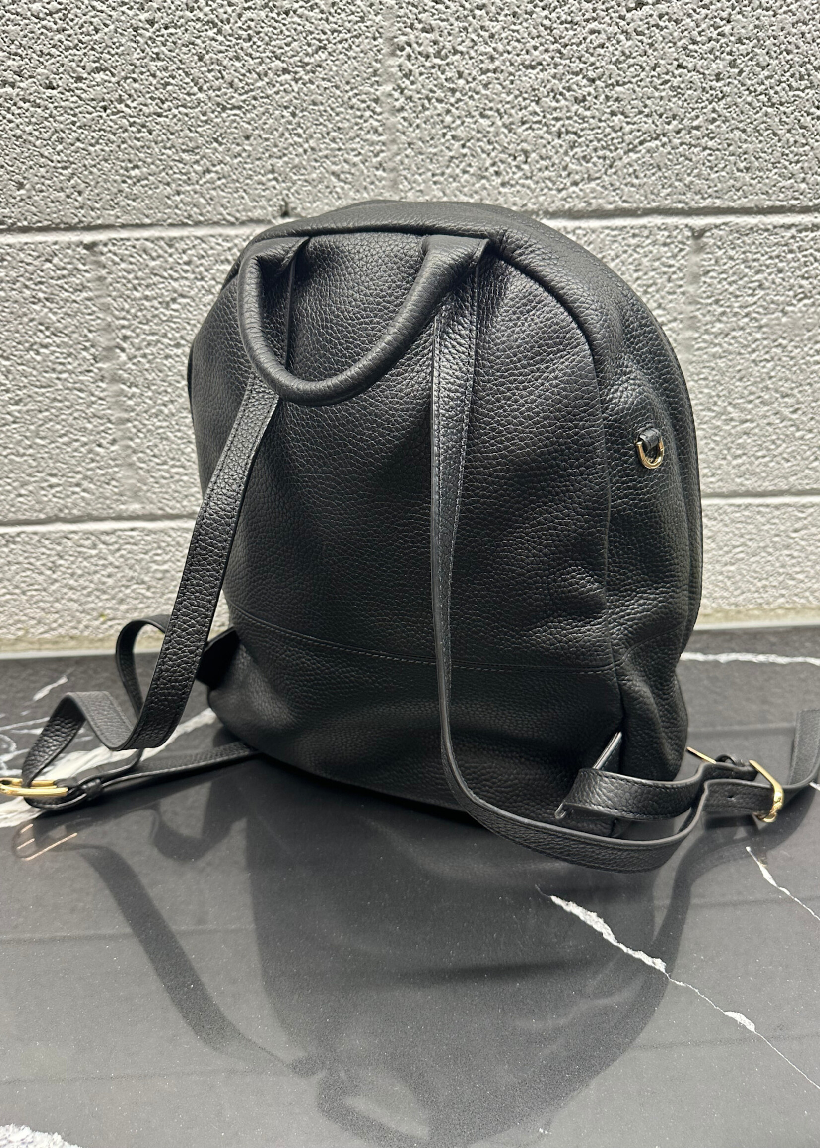 Tory Burch Black Pebbled Leather Backpack