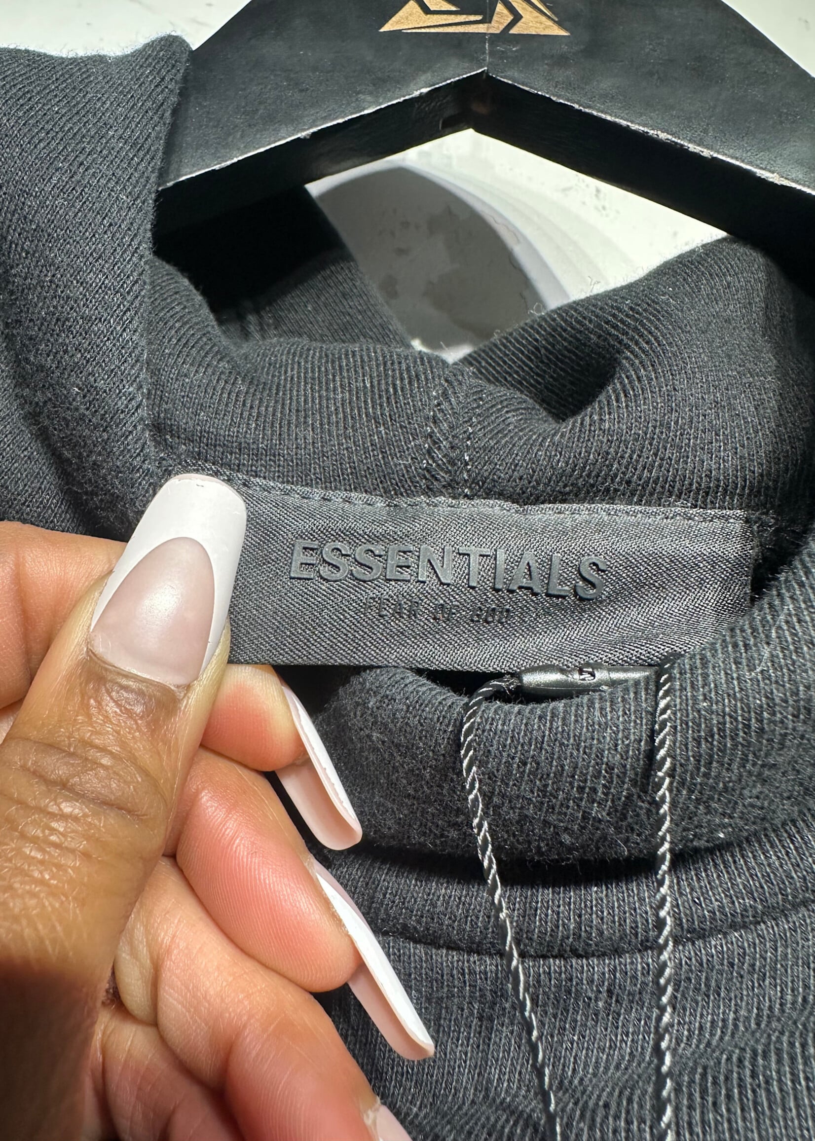 Essentials Black Mock Neck Hoodie Fem XS