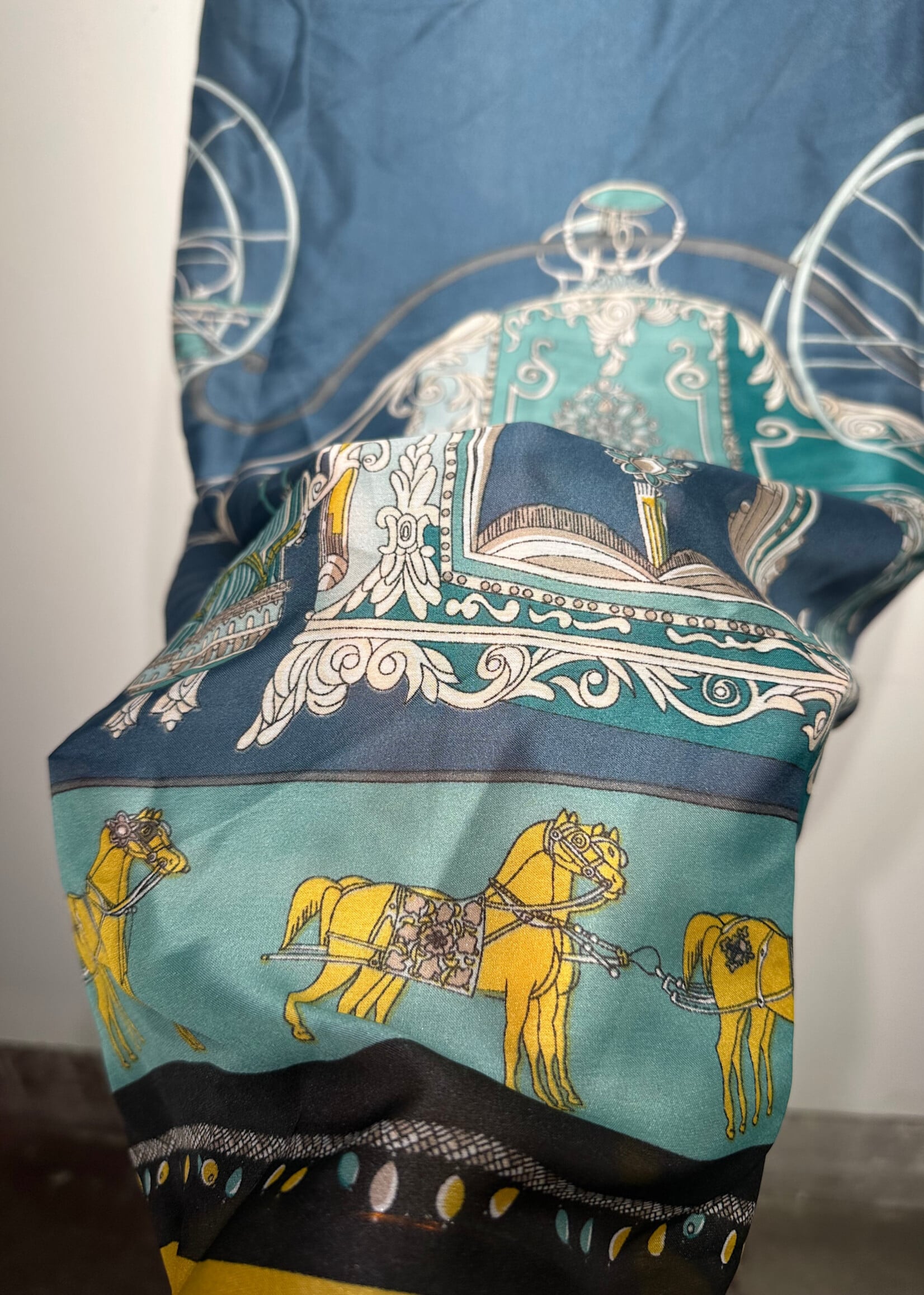 Hermes Blue Colesseum Silk Scarf