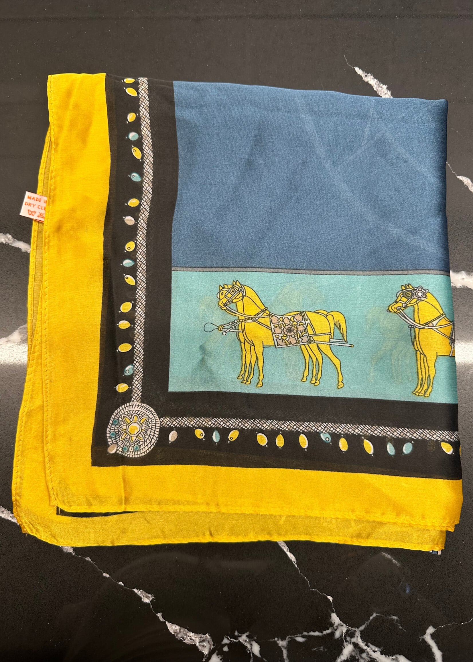 Hermes Blue Colesseum Silk Scarf