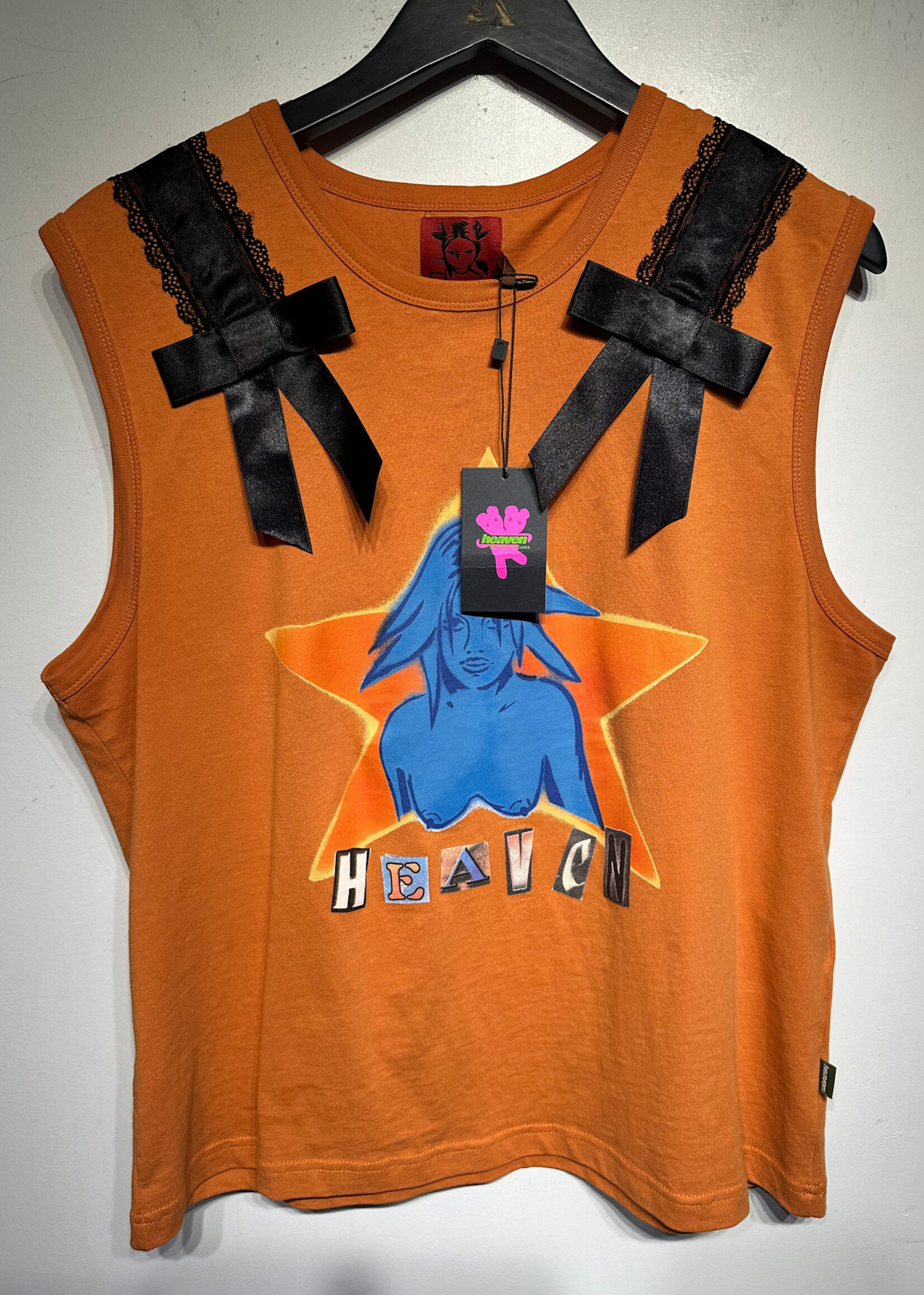 Heaven NWT Orange Bow Tank Fem XXL