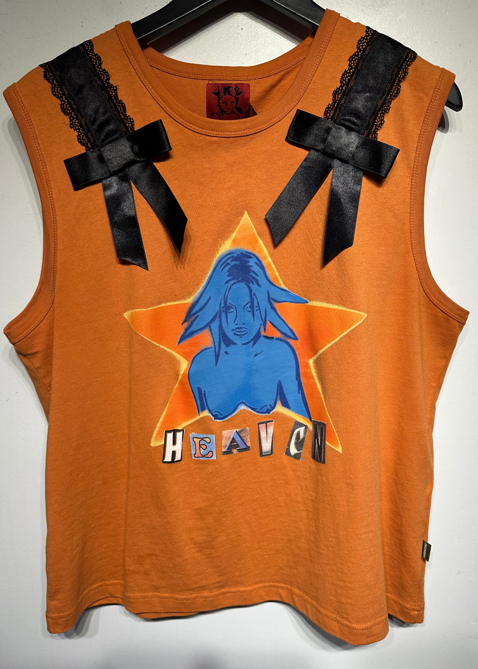 Heaven NWT Orange Bow Tank Fem XXL