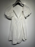 Free People White Poof Sleeve Open Back Dress S