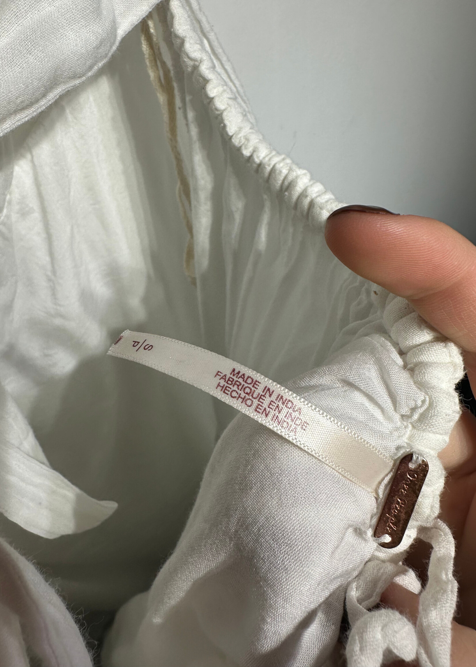 Free People White Poof Sleeve Open Back Dress S